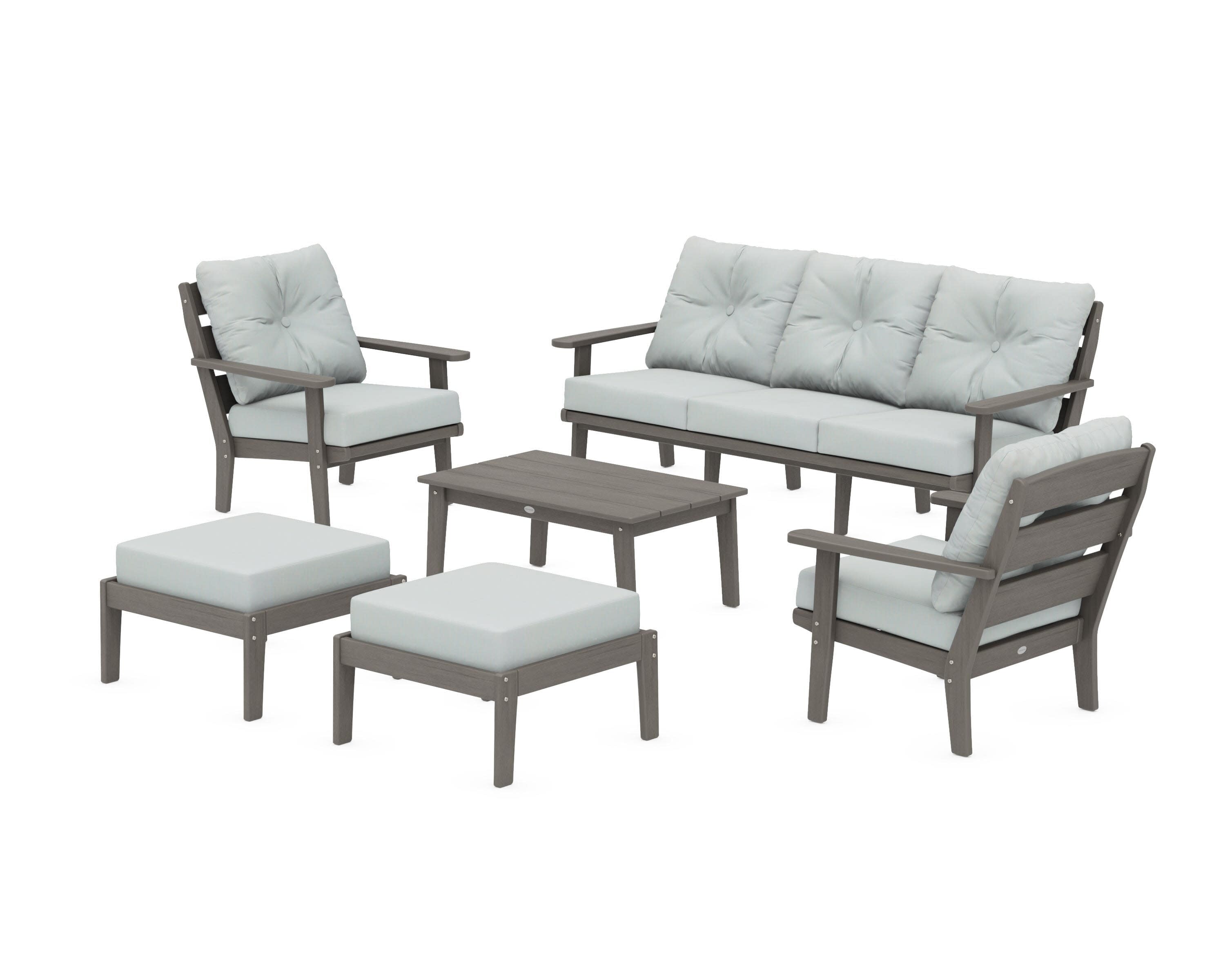 Lakeside 6-Piece Lounge Sofa Set in Driftwood / Spa
