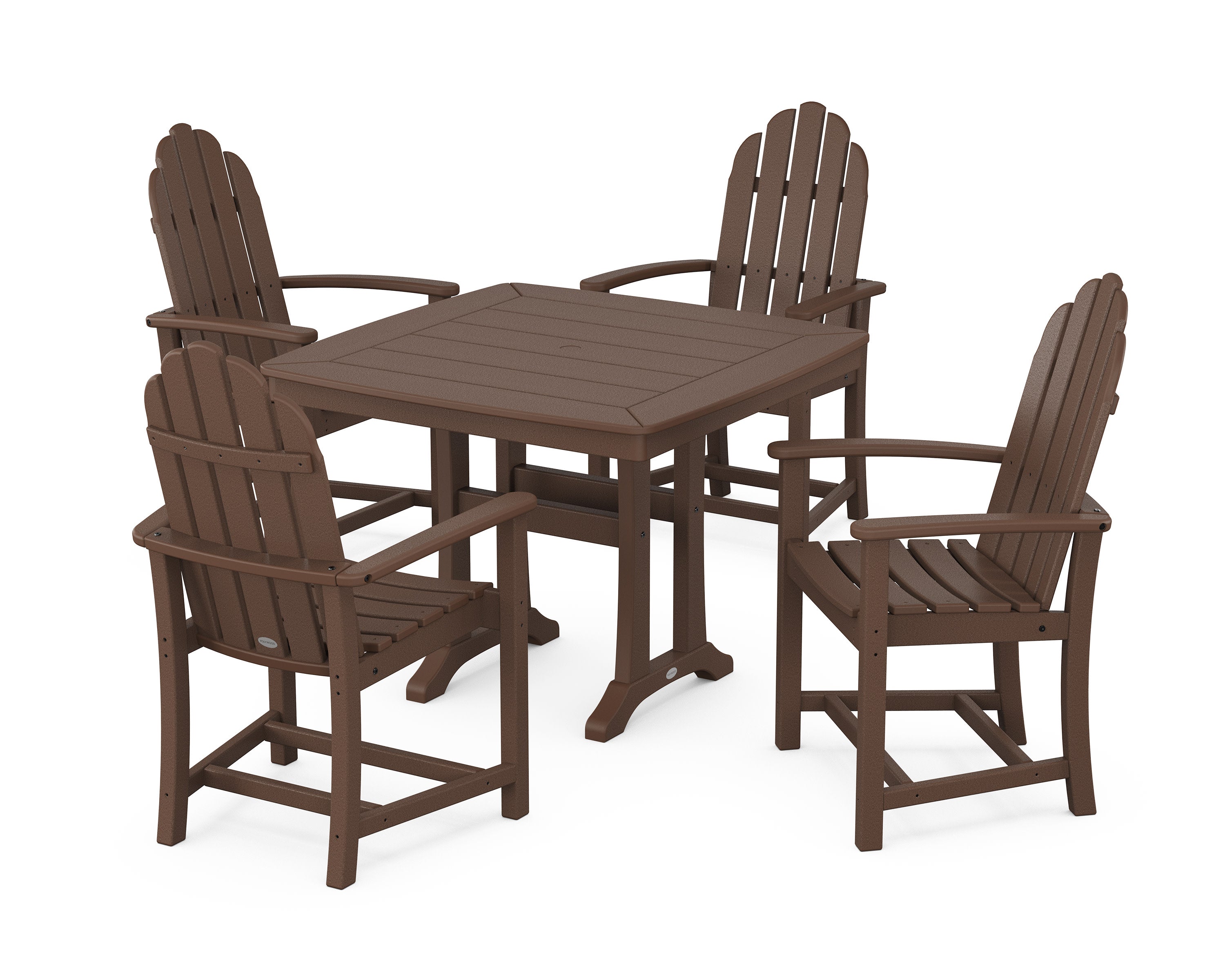 Classic Adirondack 5-Piece Dining Set with Trestle Legs in Mahogany