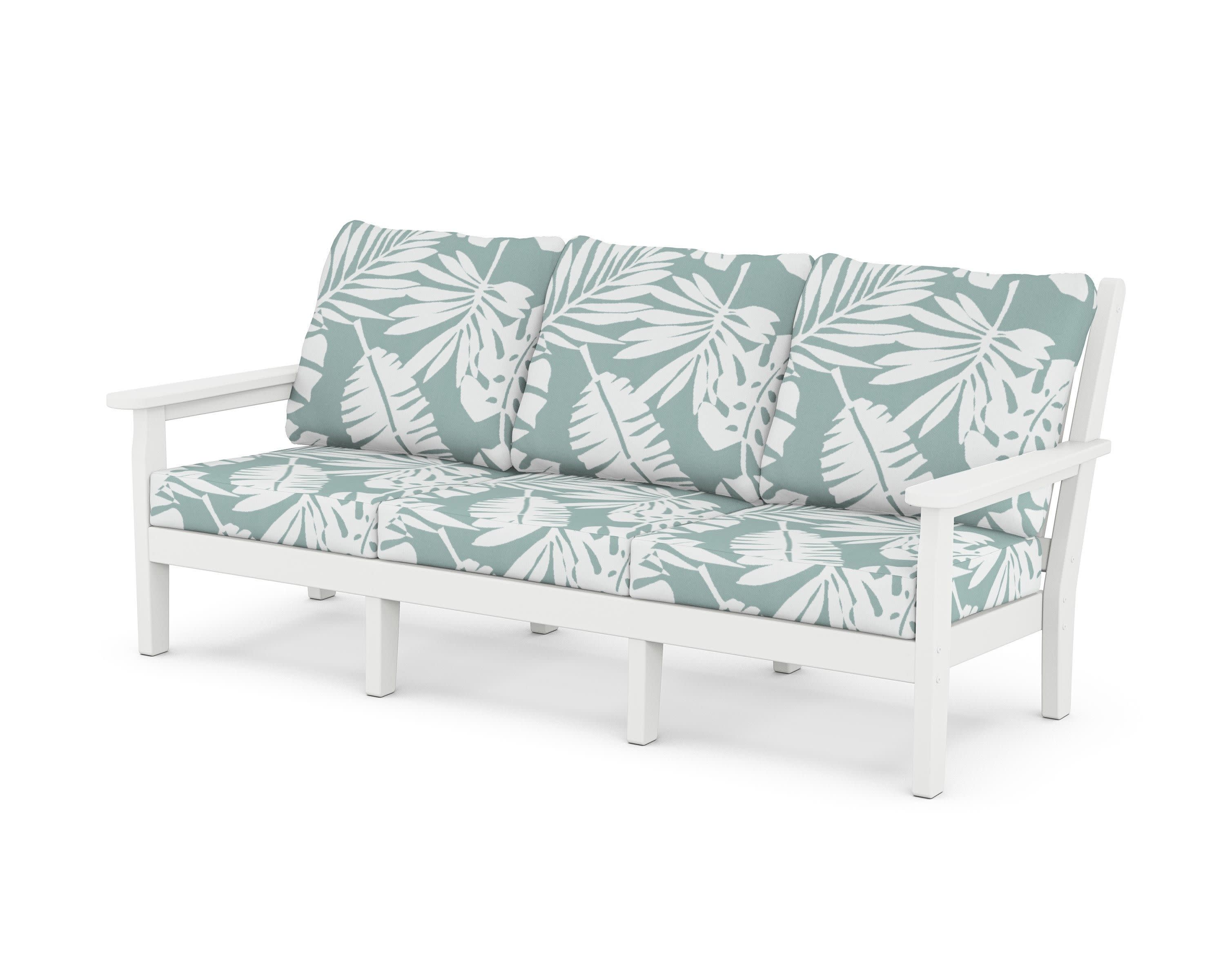 Chippendale Deep Seating Sofa in White / Leaf Glacier Spa