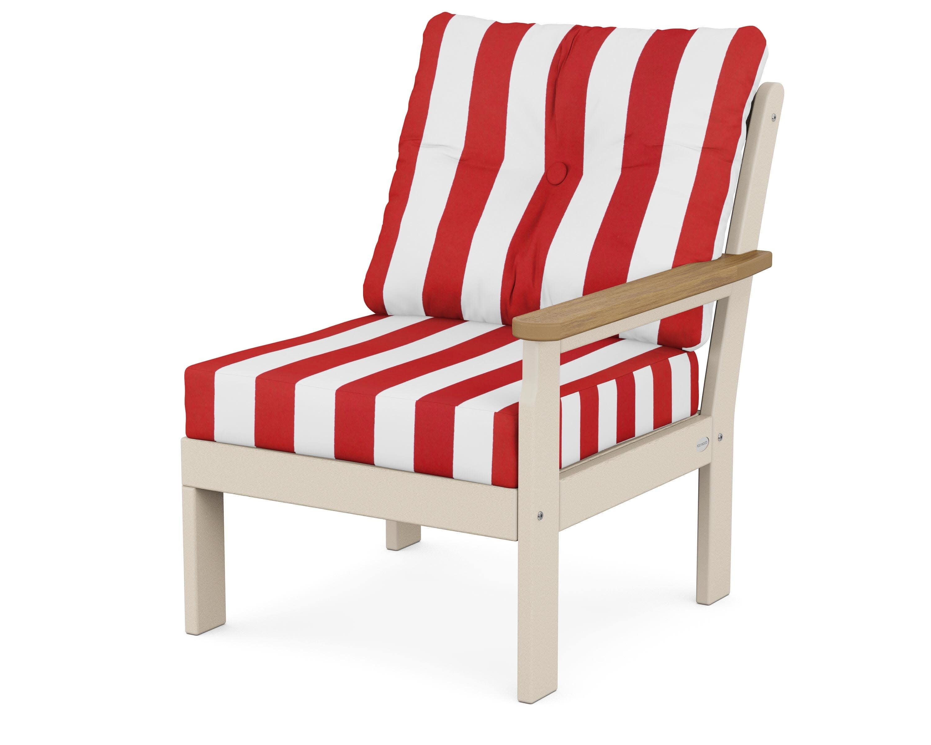Vineyard Modular Right Arm Chair in Sand / Natural / Cabana Stripe Crimson