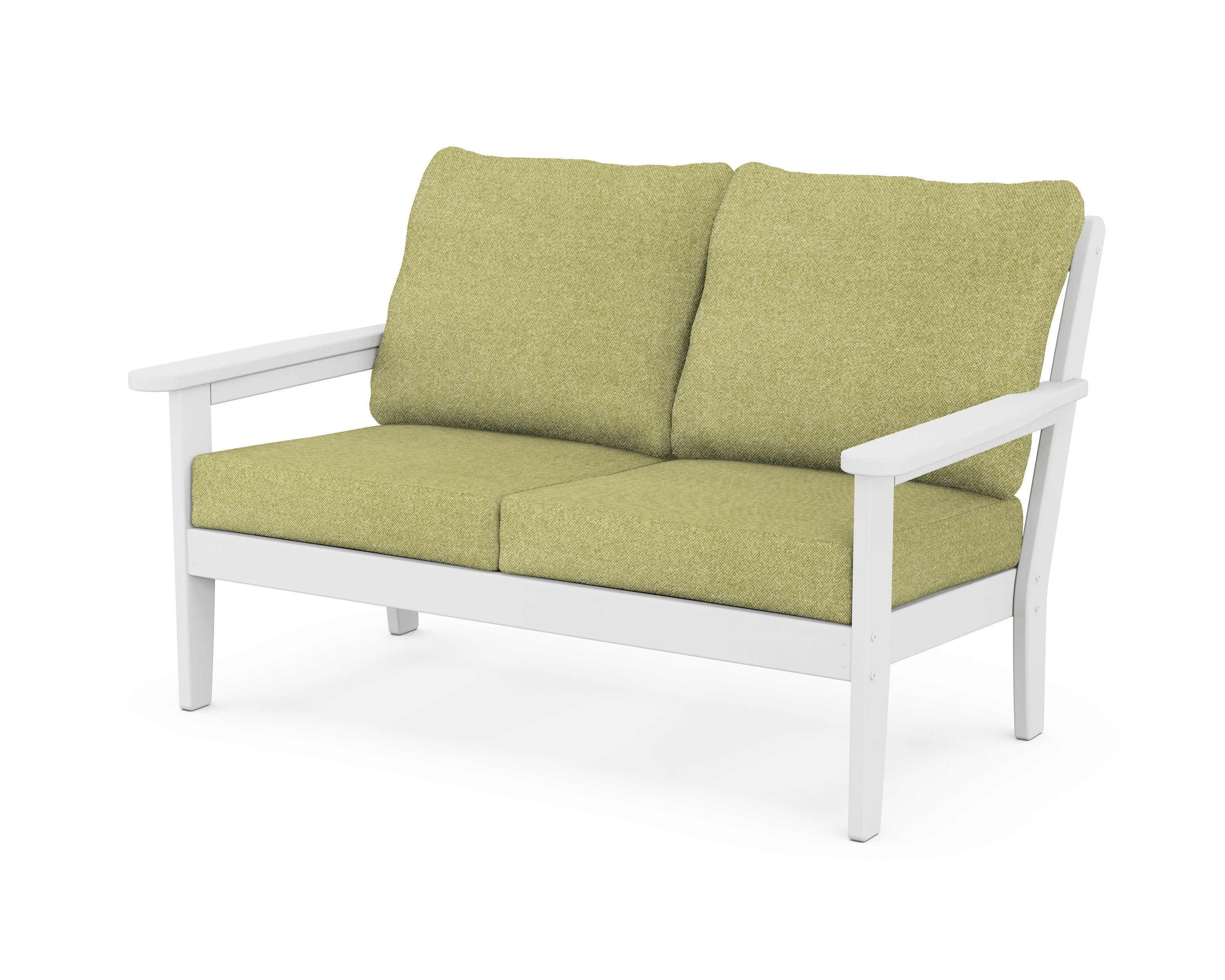 Cottage Deep Seating Loveseat in White / Chartreuse Boucle