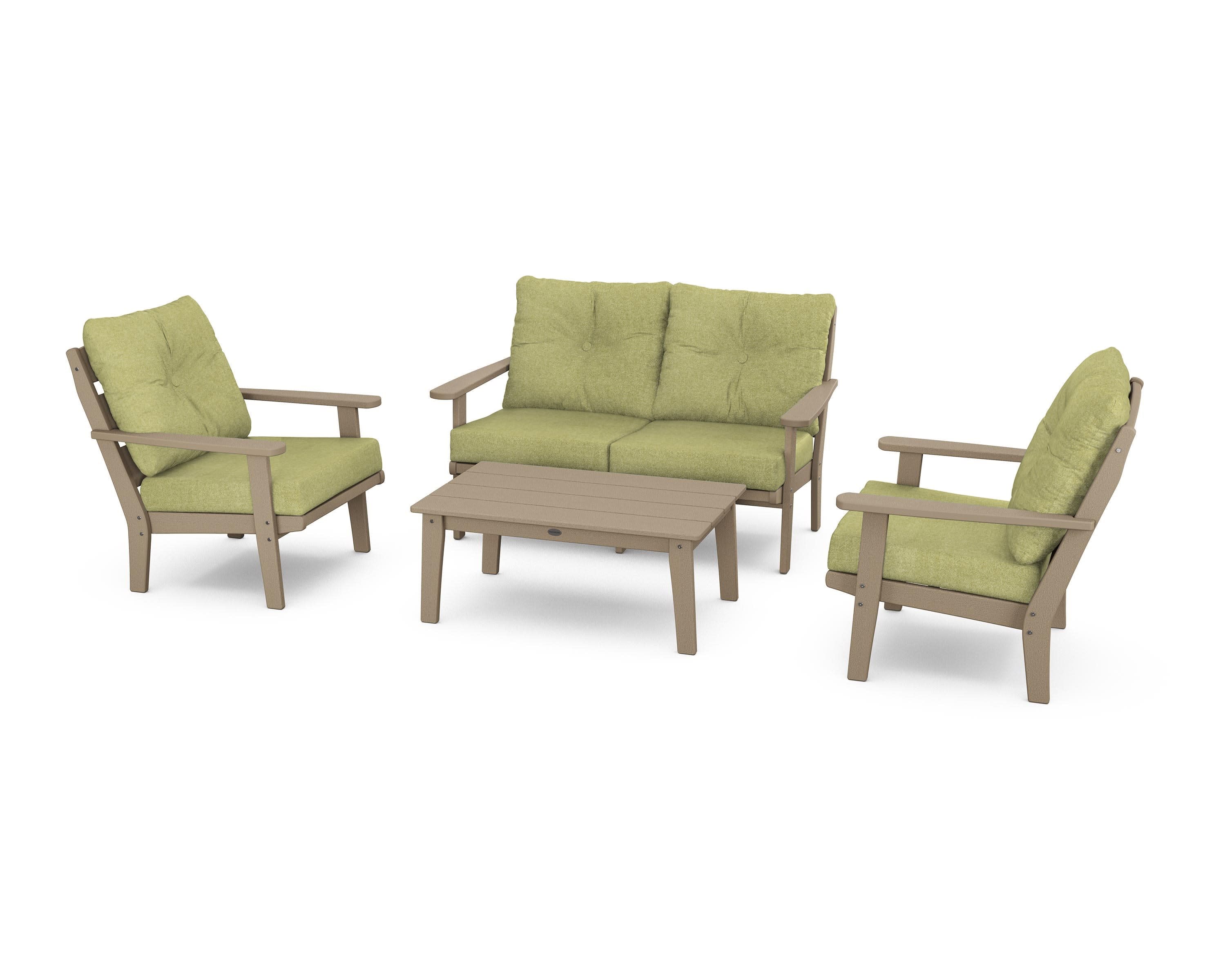 Lakeside 4-Piece Deep Seating Set in Vintage Sahara / Chartreuse Boucle