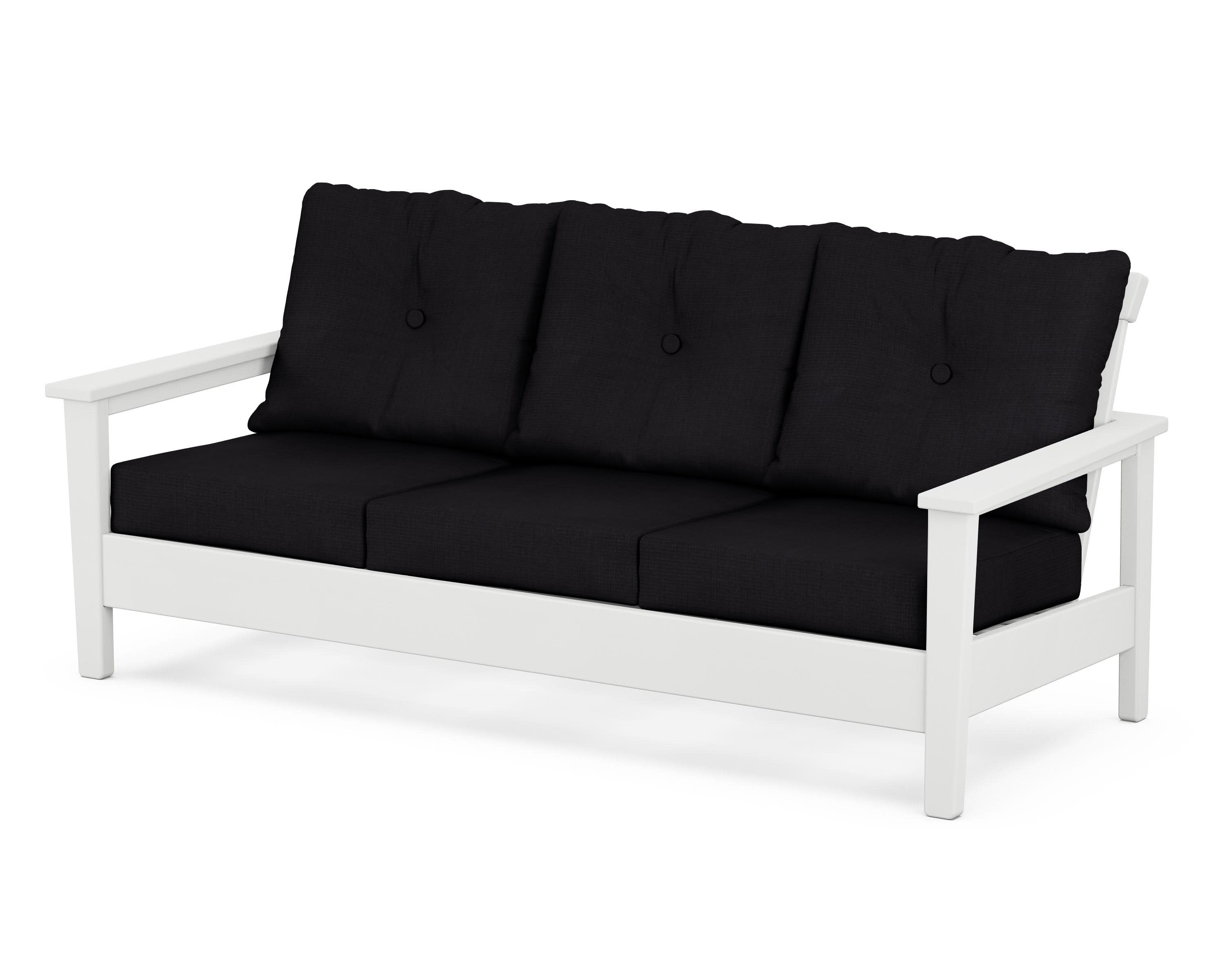 Prescott Deep Seating Sofa in White / Midnight Linen