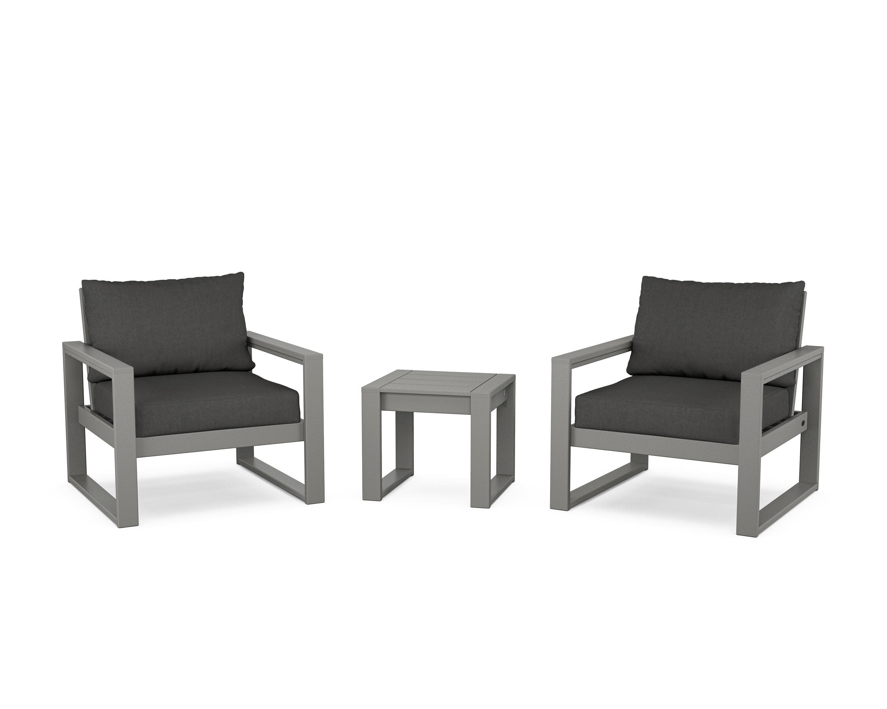 EDGE Sectional 3-Piece Deep Seating Set in Slate Grey / Spectrum Carbon
