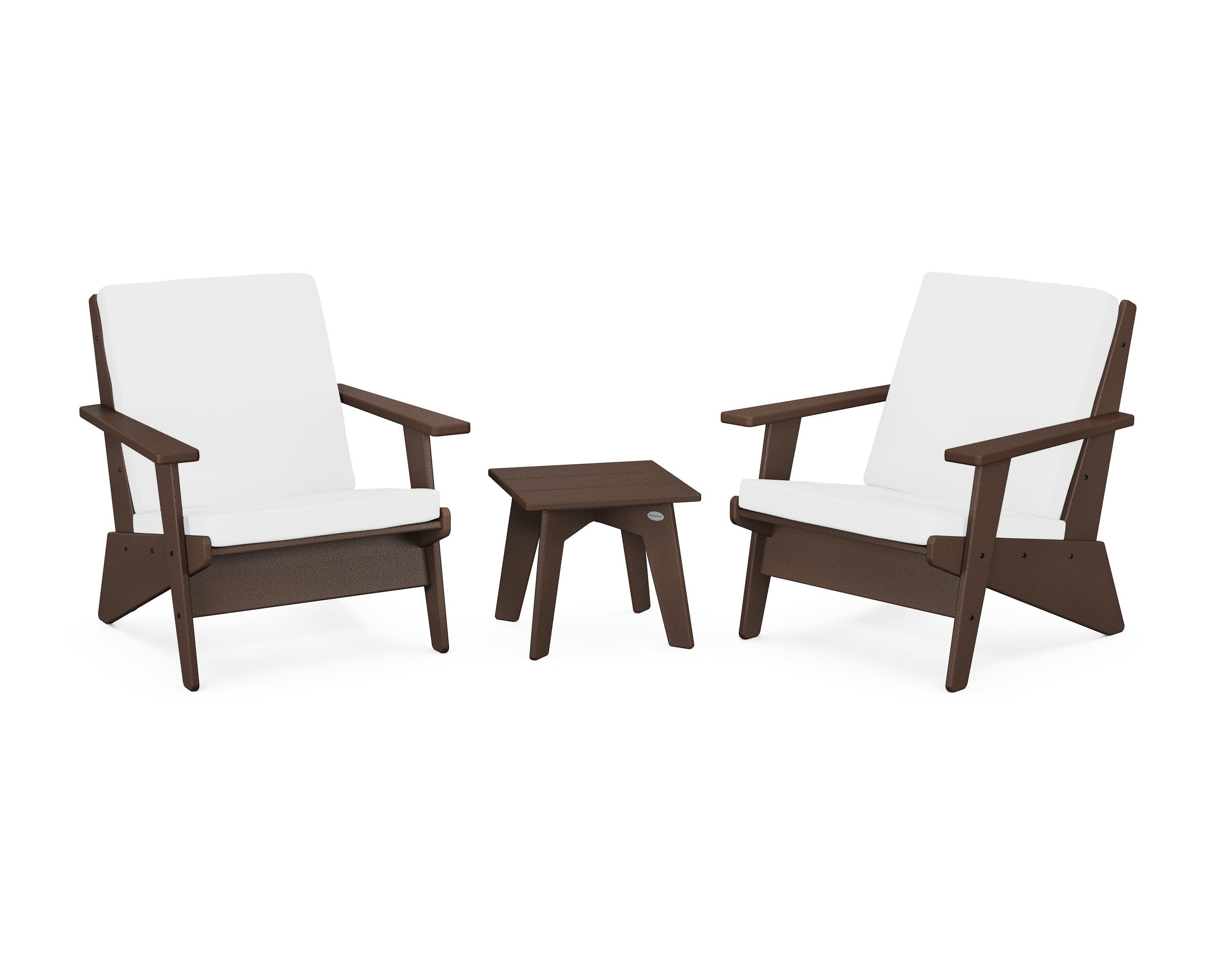 Riviera Modern Lounge 3-Piece Set in Mahogany / Natural