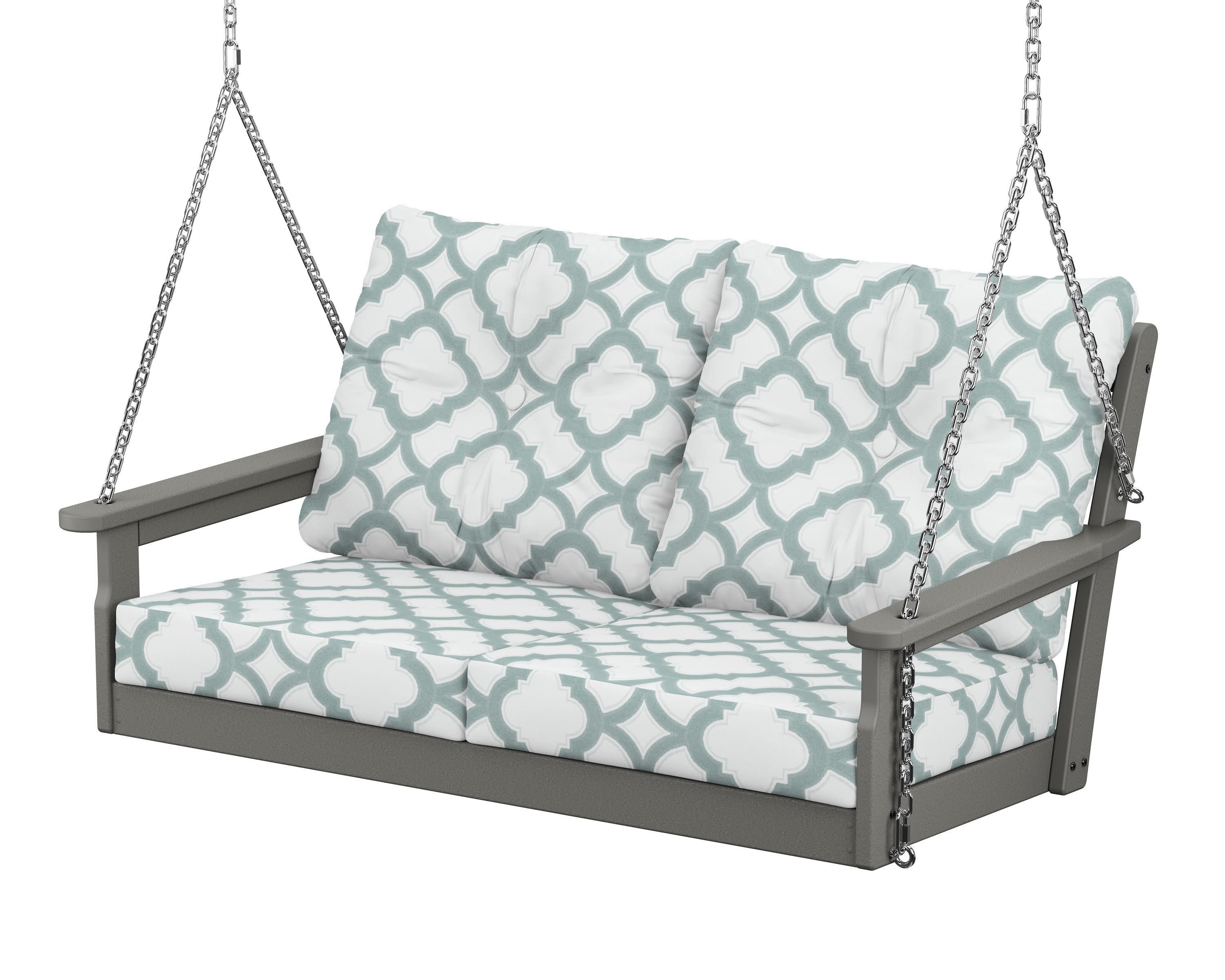 Vineyard Deep Seating Swing in Slate Grey / Trellis Glacier Spa