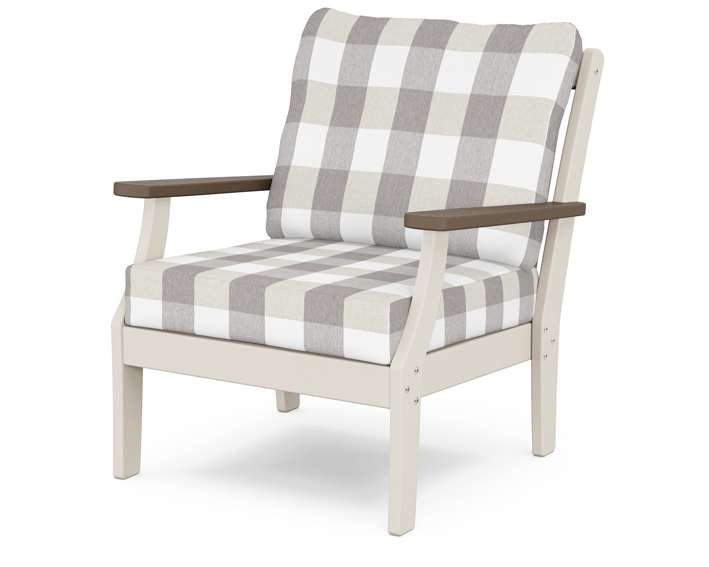 Braxton Deep Seating Chair in Sand / Kona / Buffalo Plaid Grey Mist