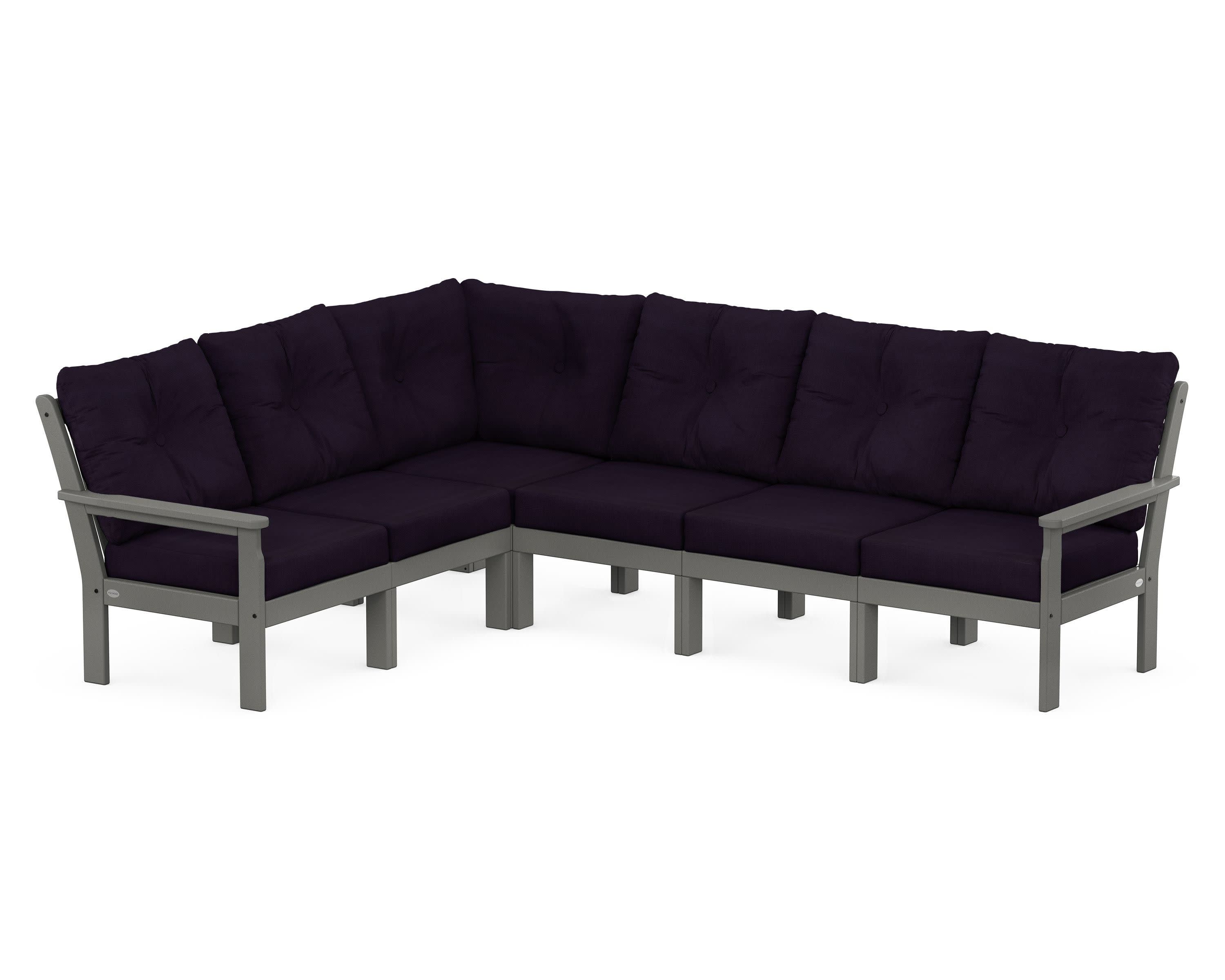 Vineyard 6-Piece Sectional in Slate Grey / Navy Linen