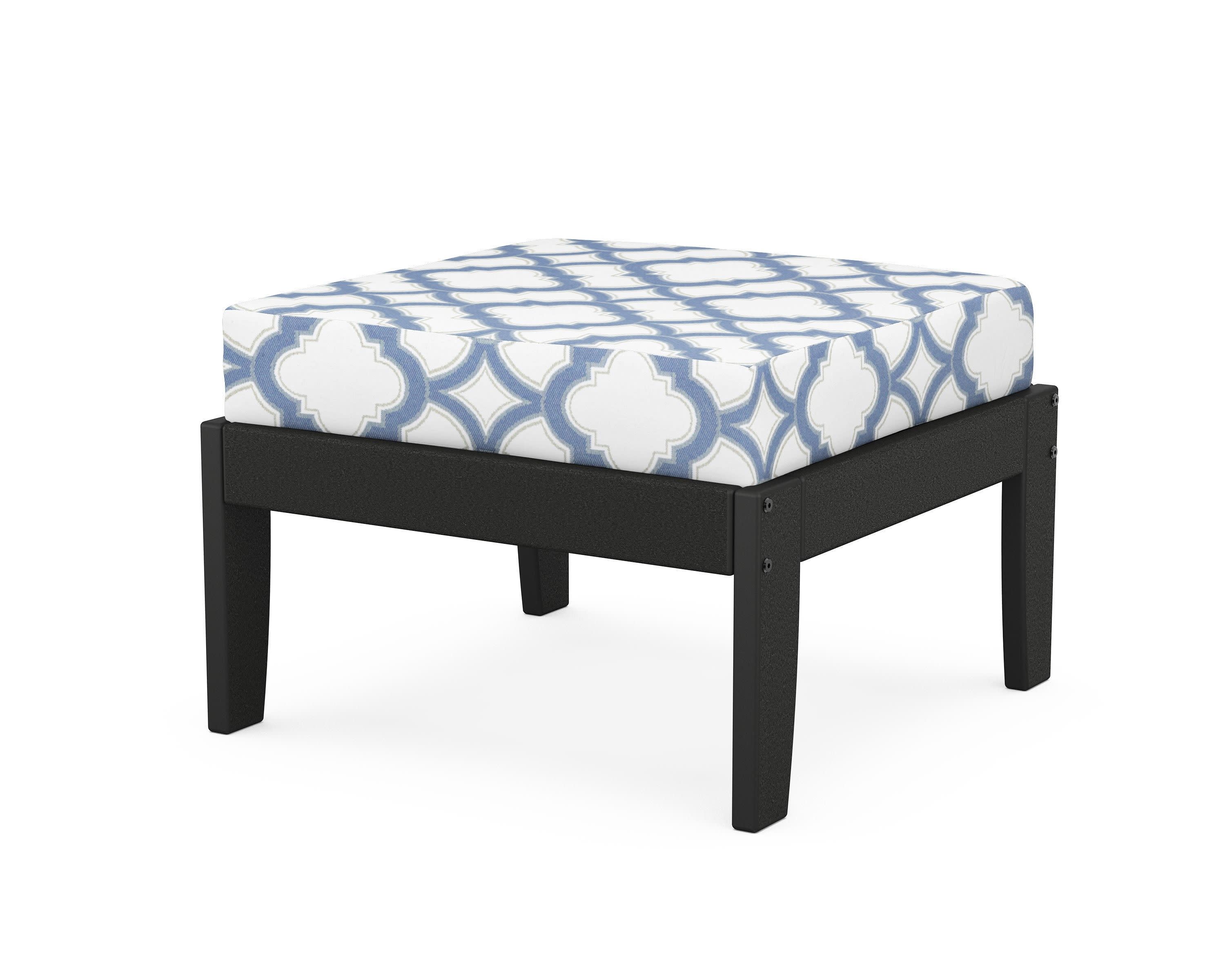 Modular Ottoman - Classic in Black / Trellis Sky Blue