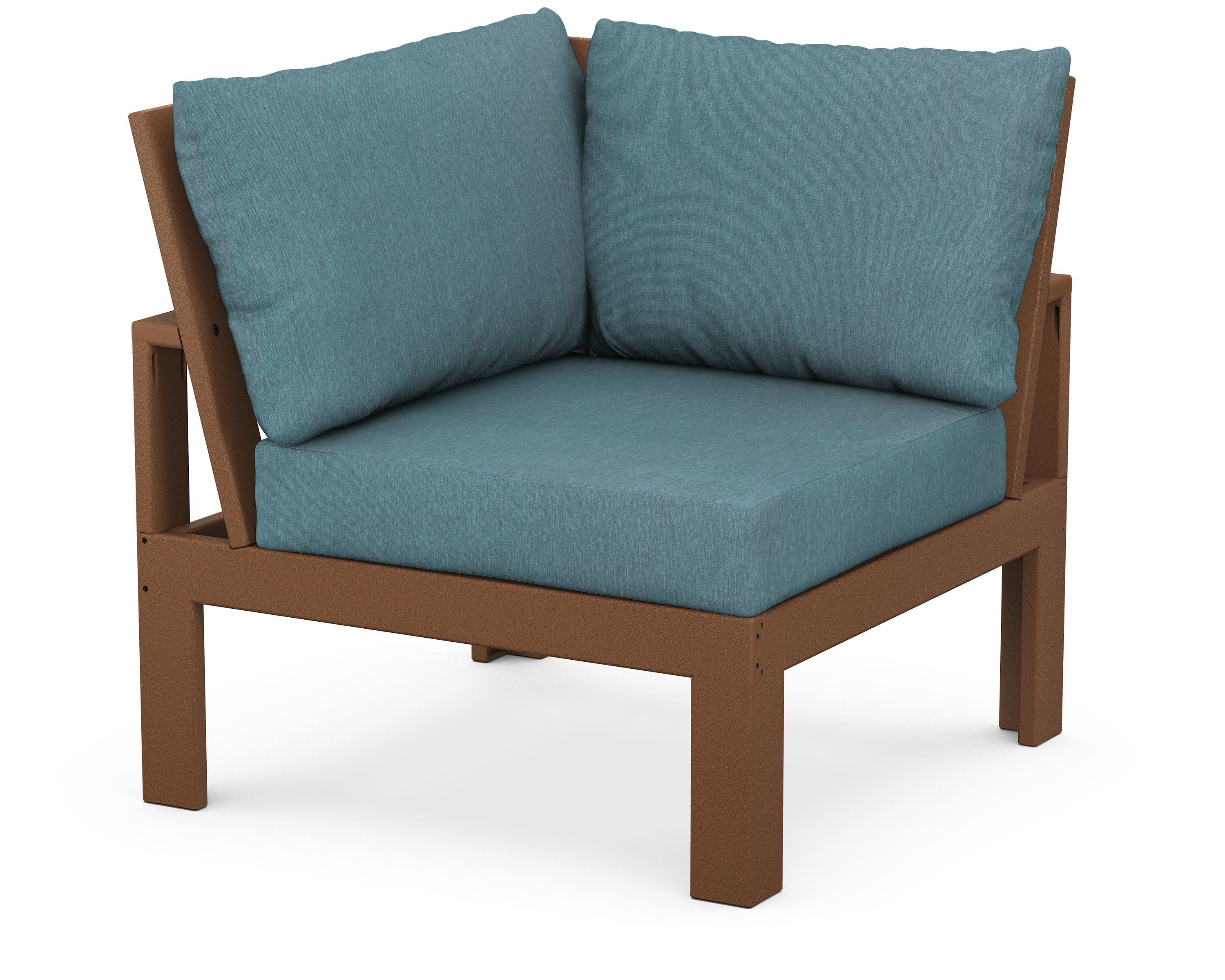Modular Corner Chair in Teak / Ocean Teal