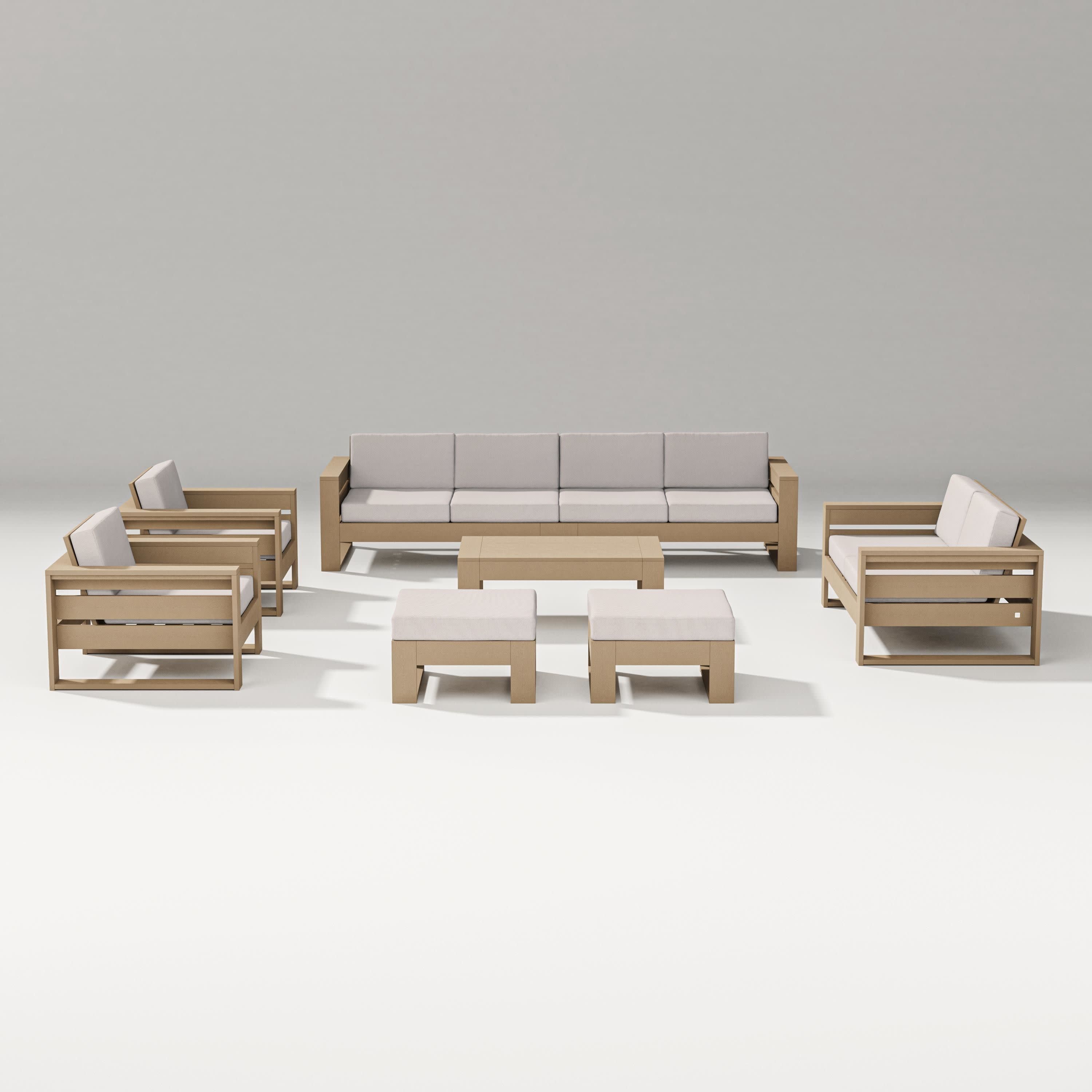 Latitude 8-Piece Lounge Sofa Set in Vintage Sahara / Dune Burlap
