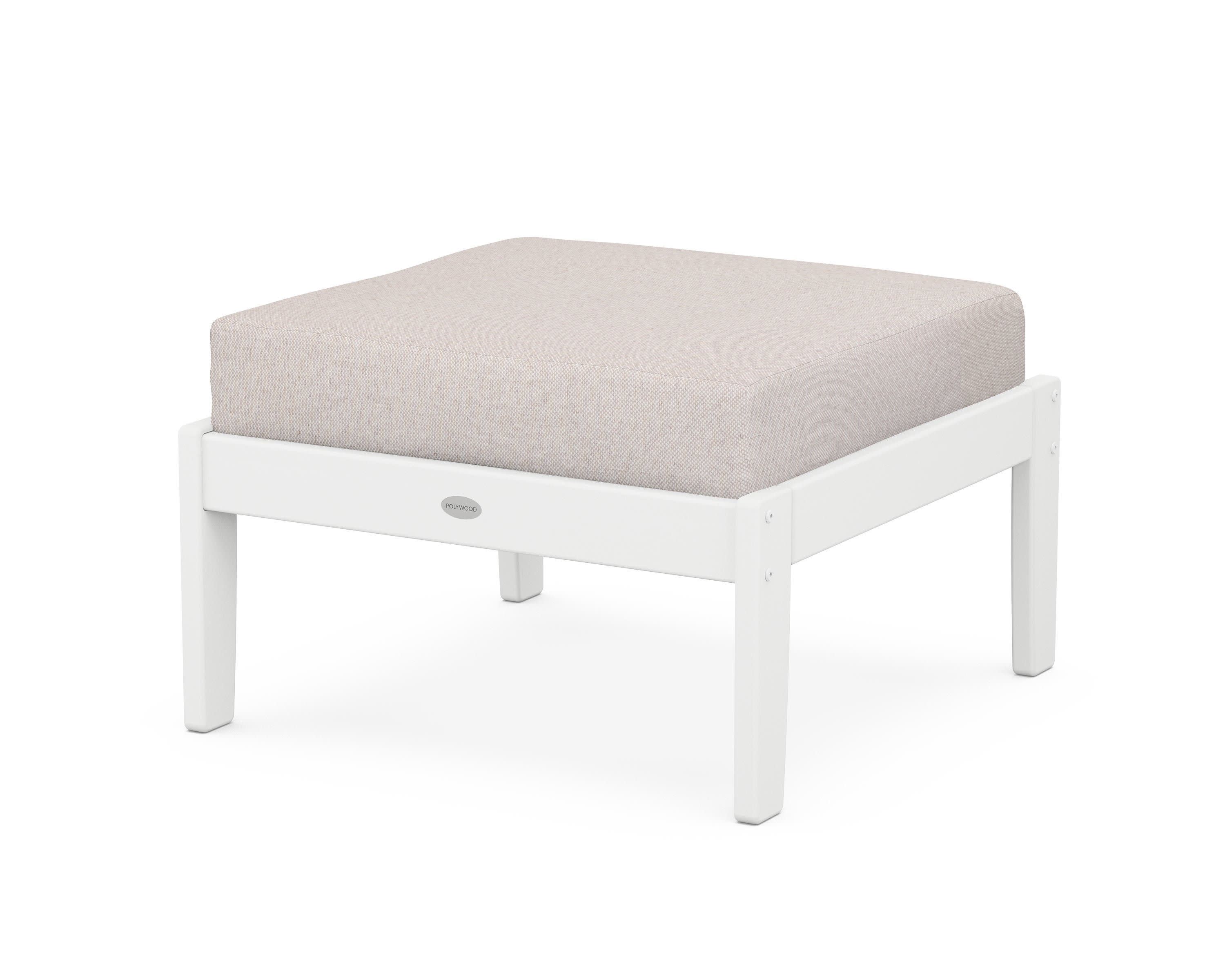 Braxton Deep Seating Ottoman in White / Dune Burlap