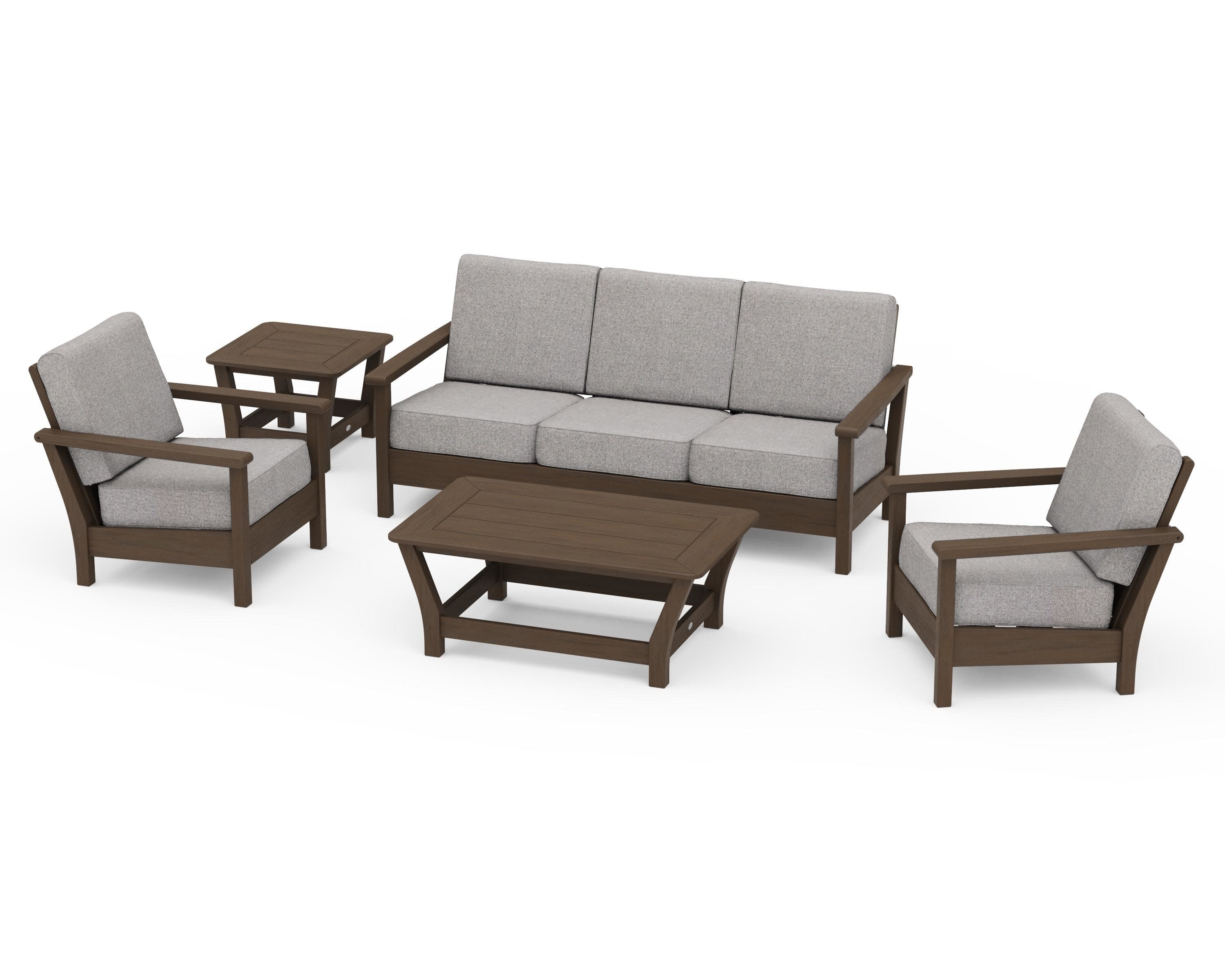 Harbour 5-Piece Deep Seating Set in Kona / Grey Mist