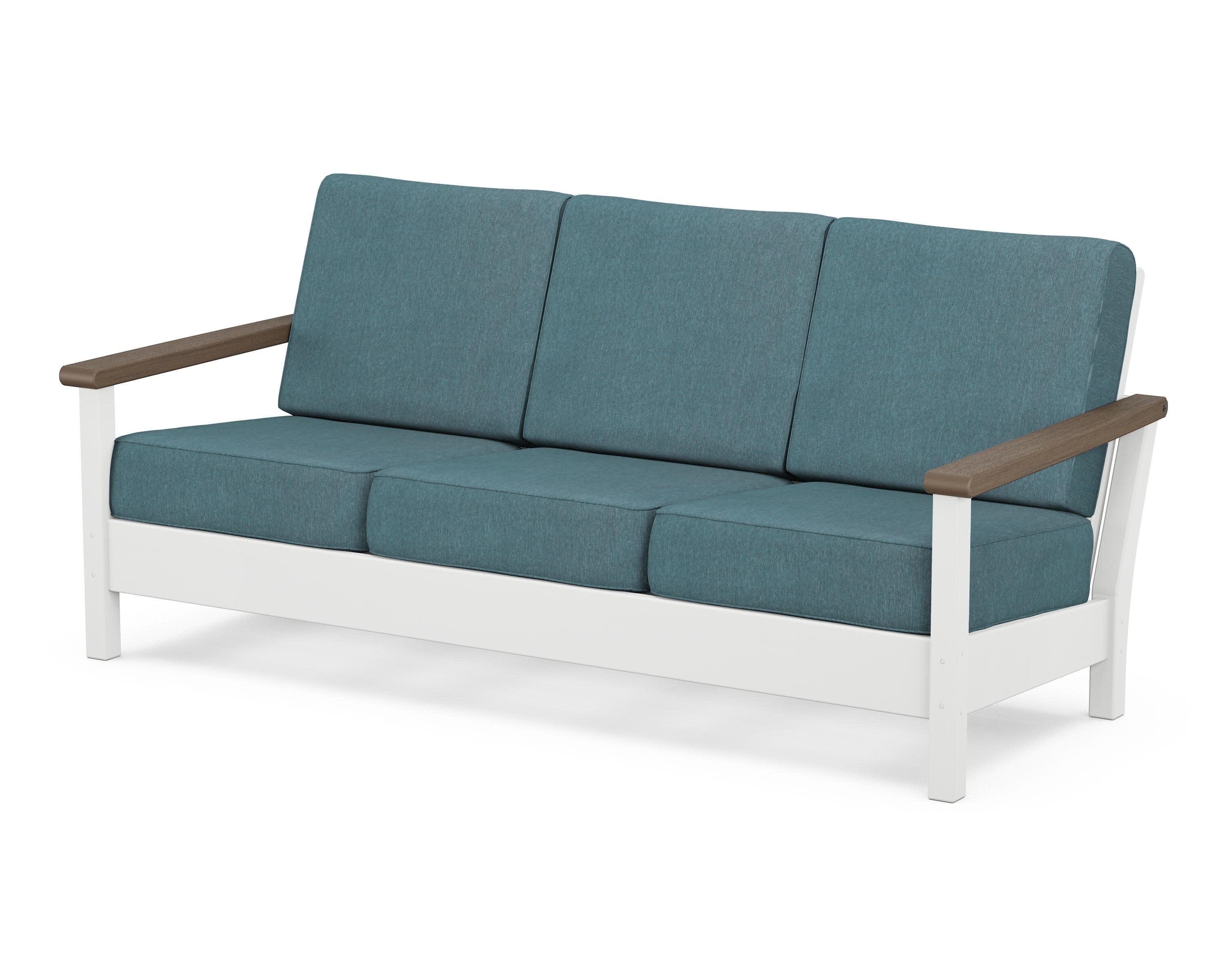 Harbour Deep Seating Sofa in White / Kona / Ocean Teal