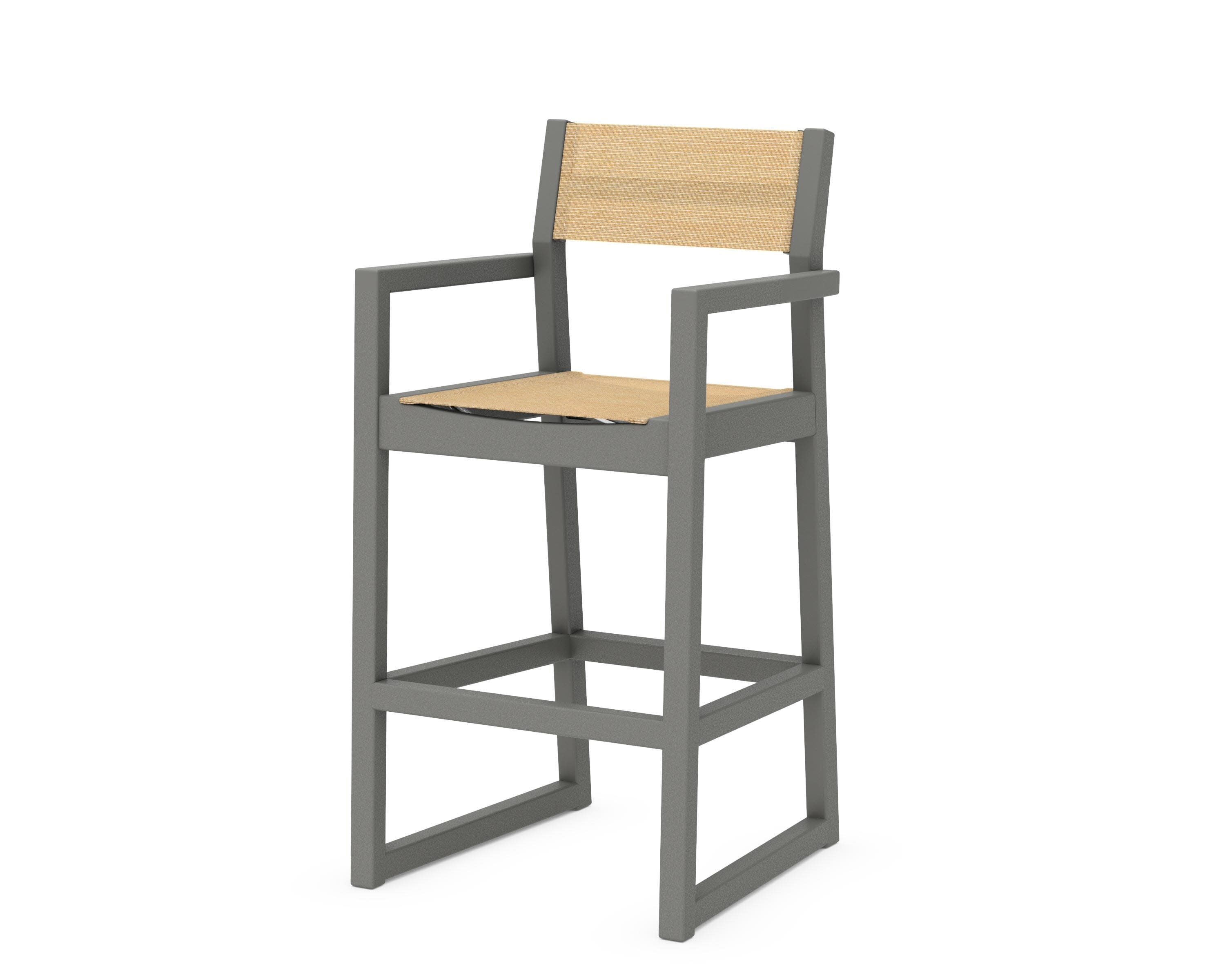 EDGE Sling Bar Arm Chair in Slate Grey / Dupioni Apricot Sling