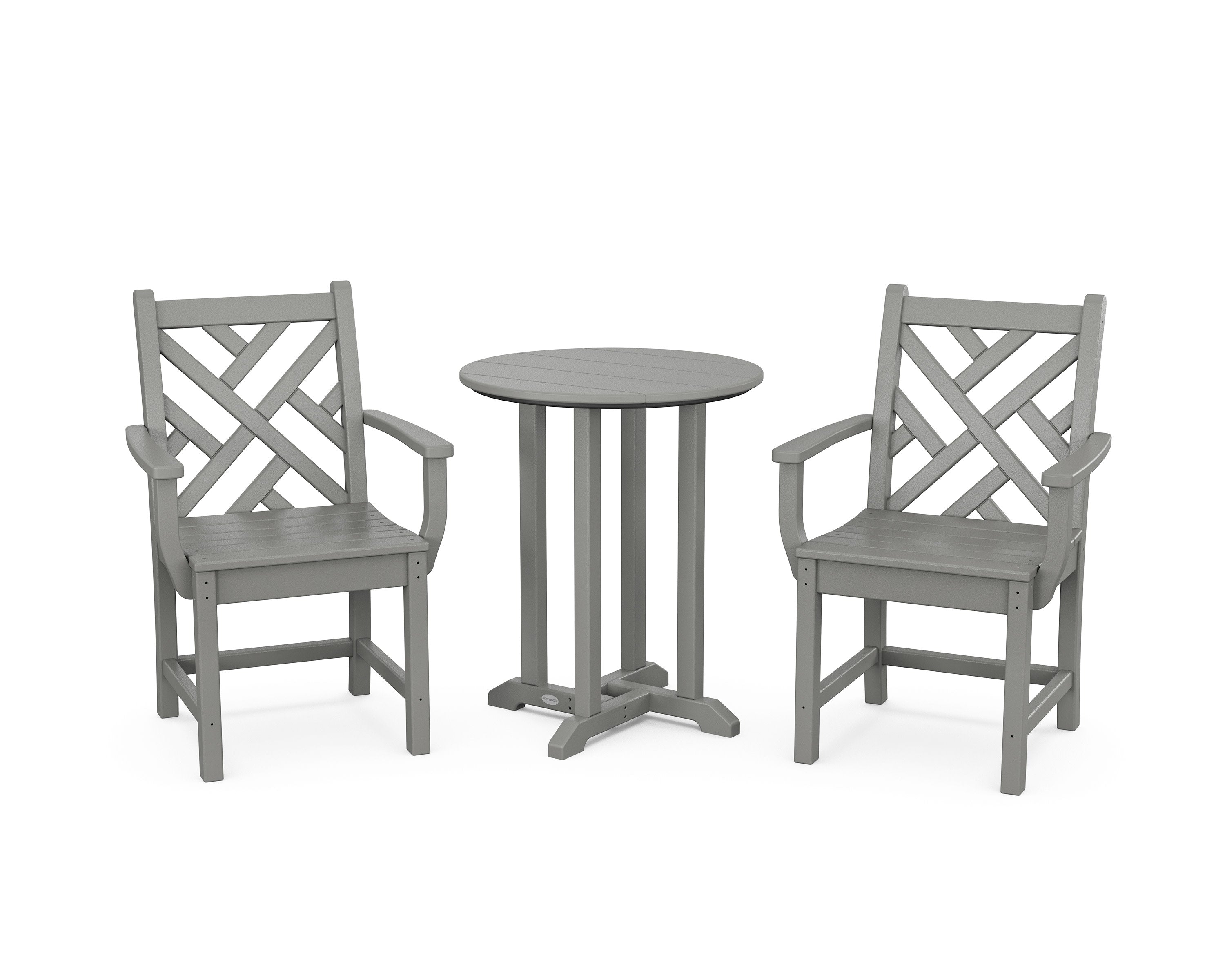 Chippendale 3-Piece Round Bistro Dining Set in Slate Grey