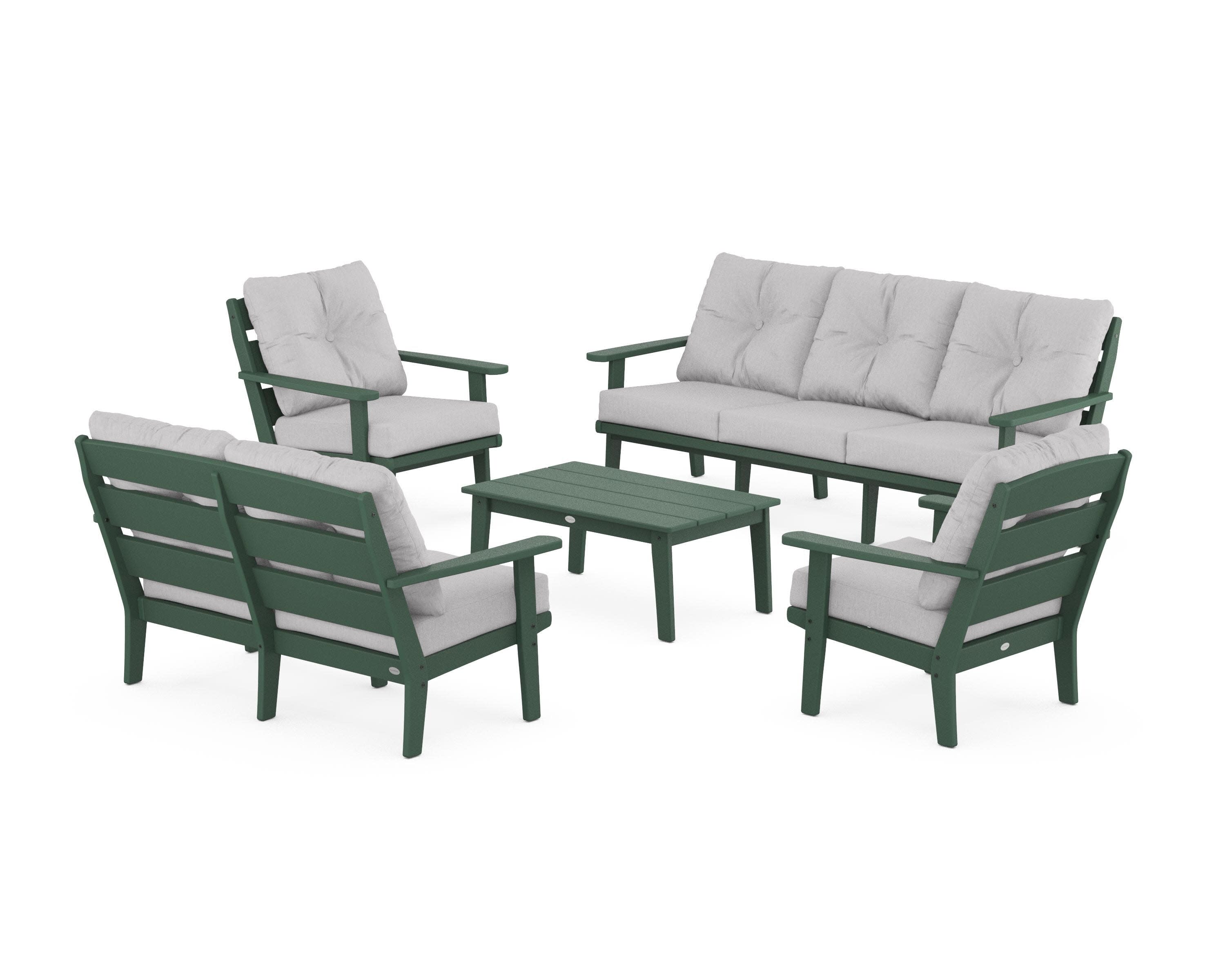 Lakeside 5-Piece Lounge Sofa Set in Green / Granite