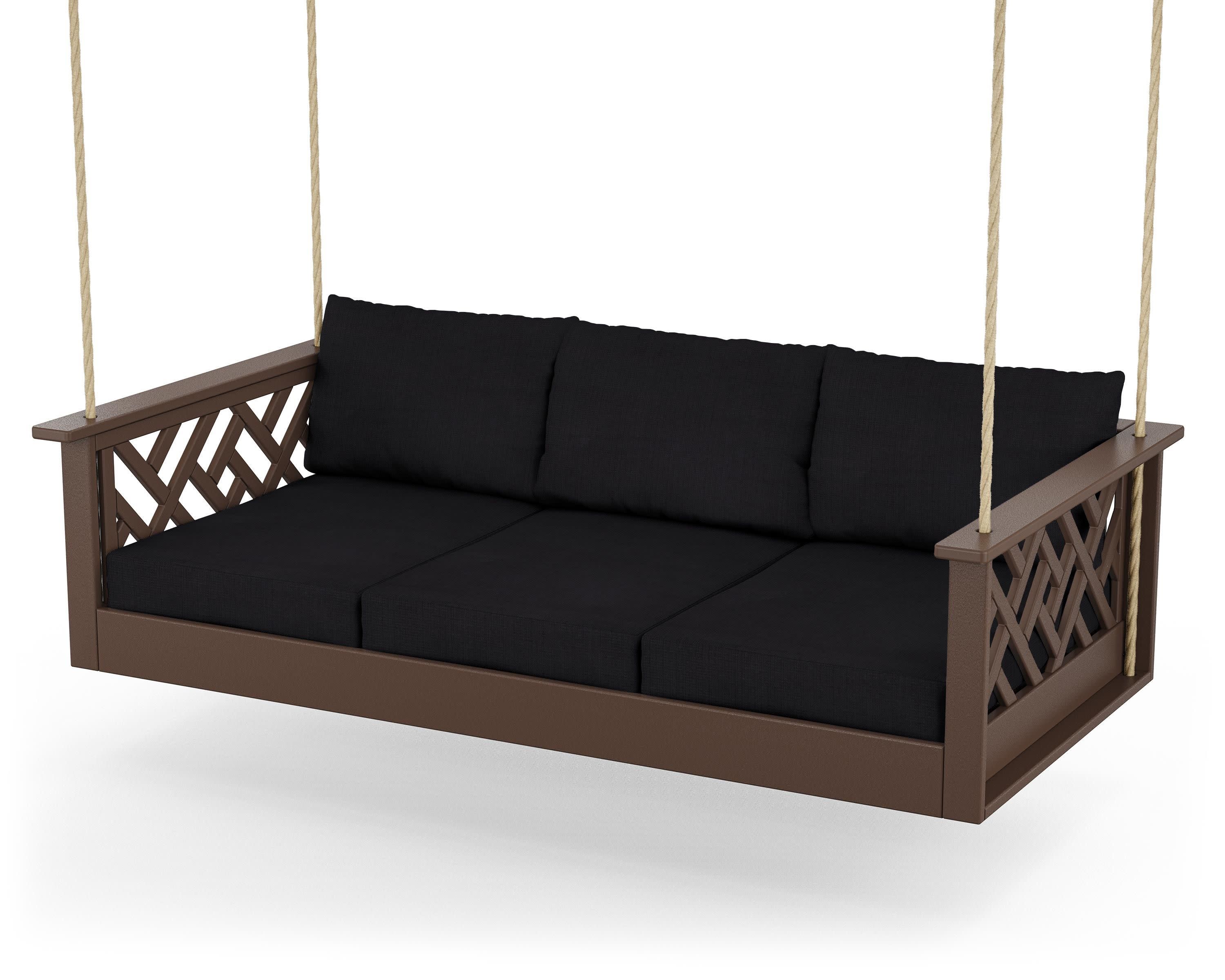 Chippendale Daybed Swing in Mahogany / Midnight Linen