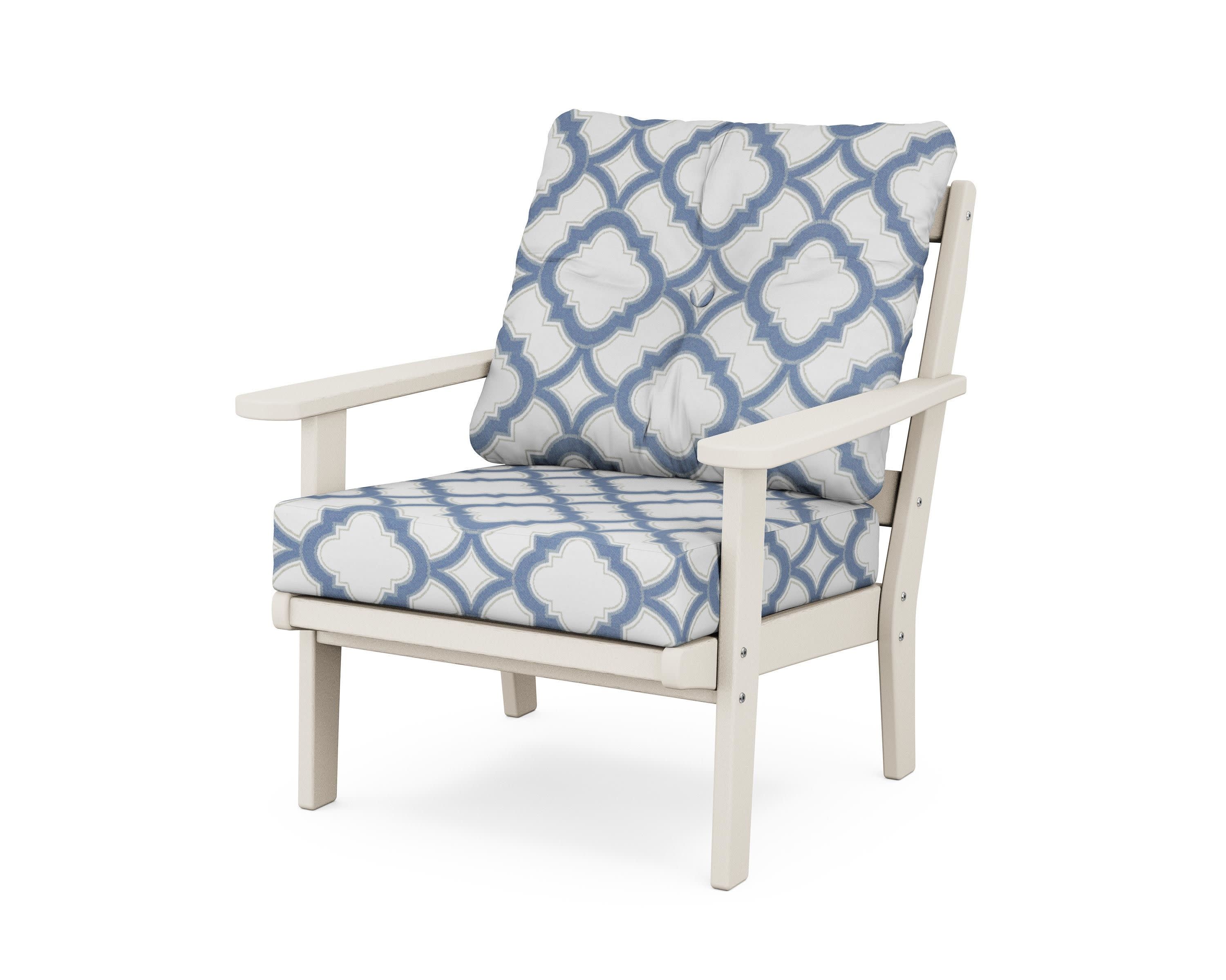 Mission Deep Seating Chair in Sand / Trellis Sky Blue