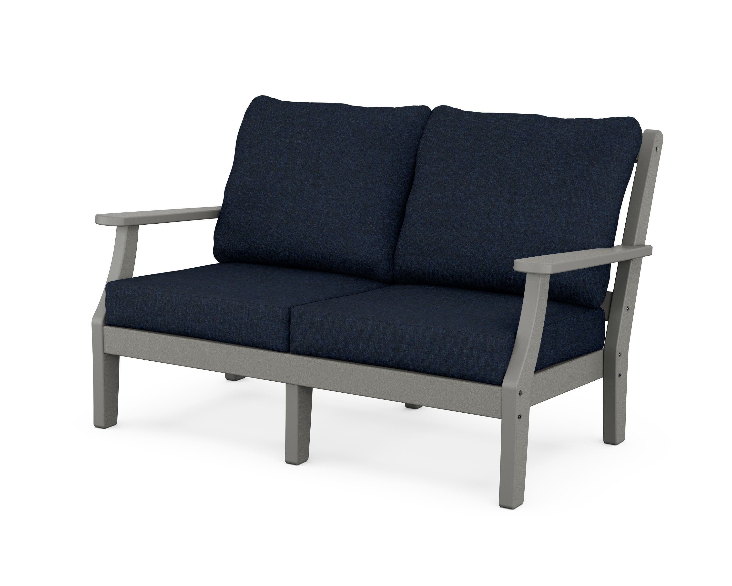 Chinoiserie Deep Seating Loveseat in Slate Grey / Marine Indigo