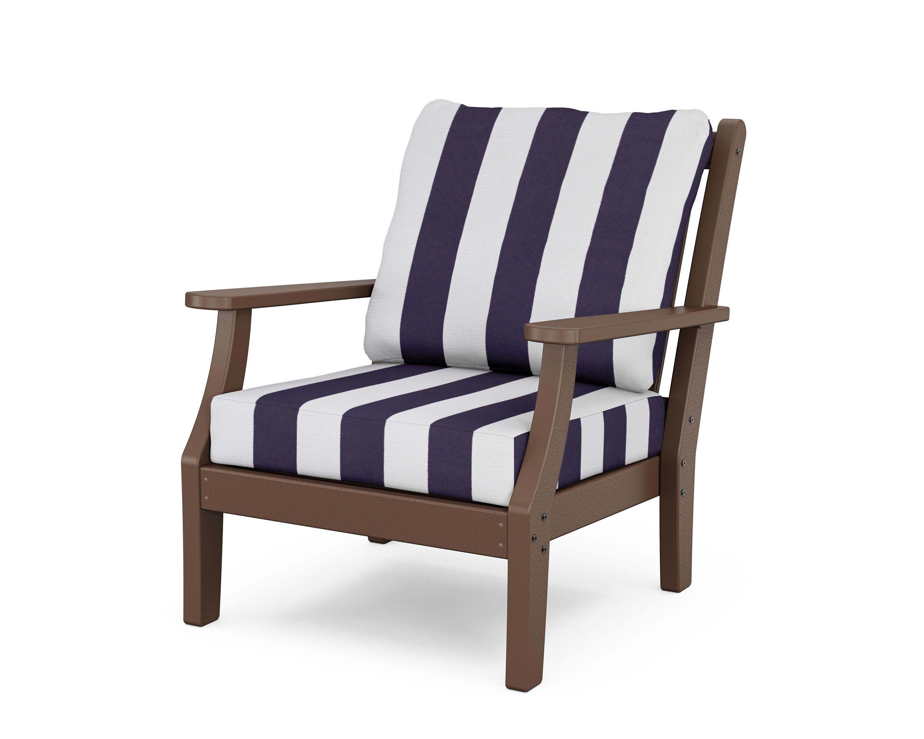 Wovendale Deep Seating Chair in Mahogany / Cabana Stripe Navy