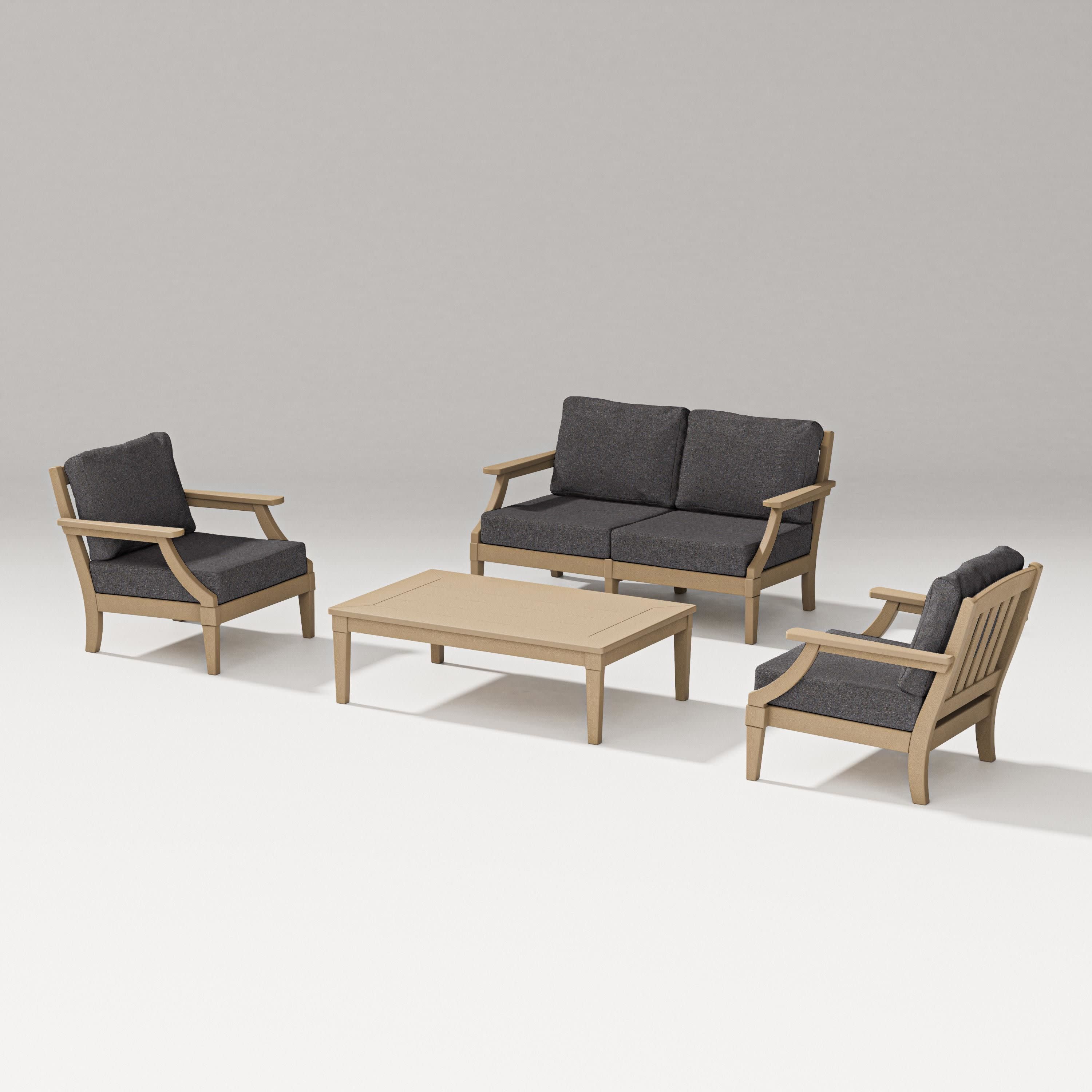 Estate Lounge 4-Piece Loveseat Set in Vintage Sahara / Ash Charcoal
