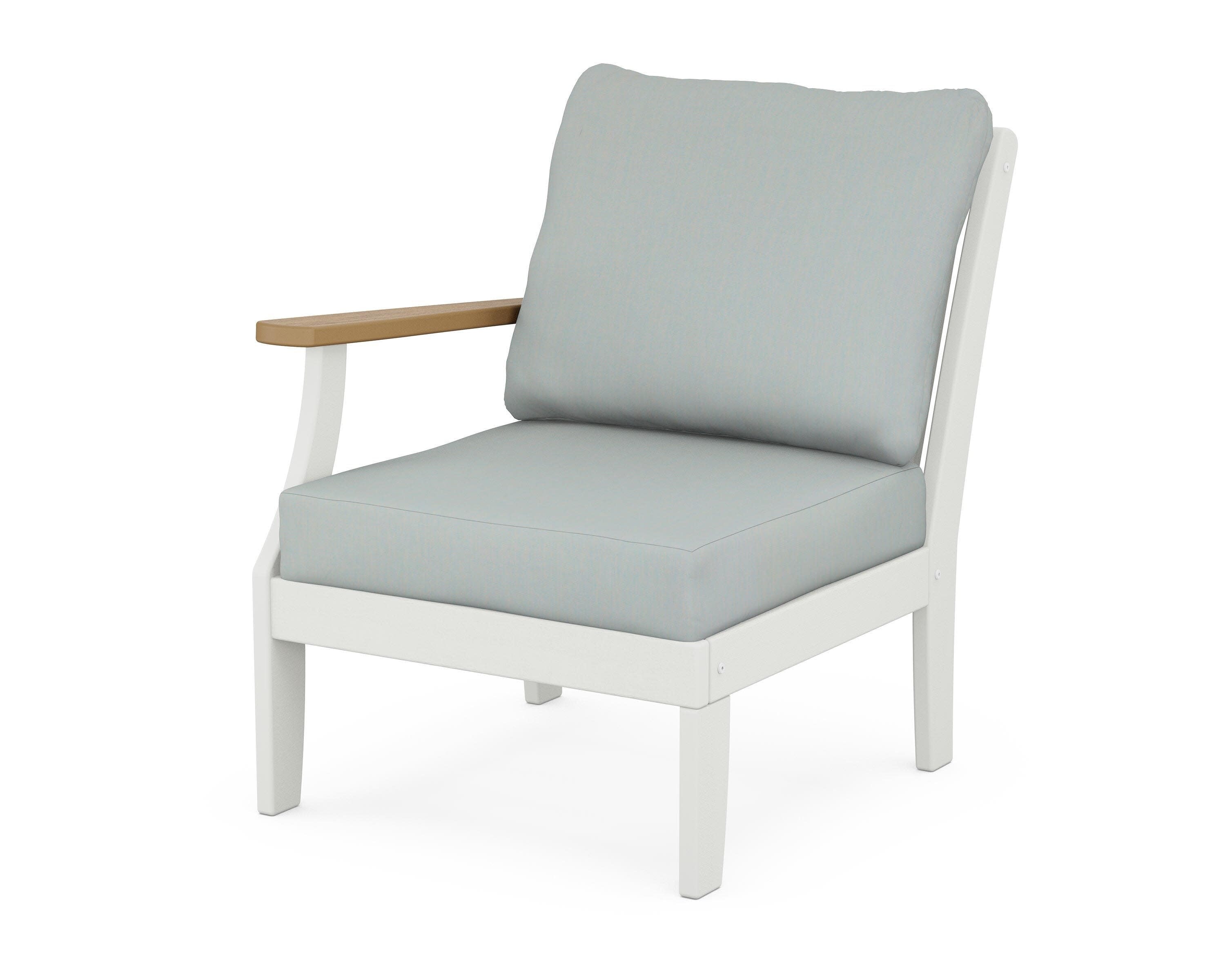 Braxton Modular Left Arm Chair in White / Natural / Spa