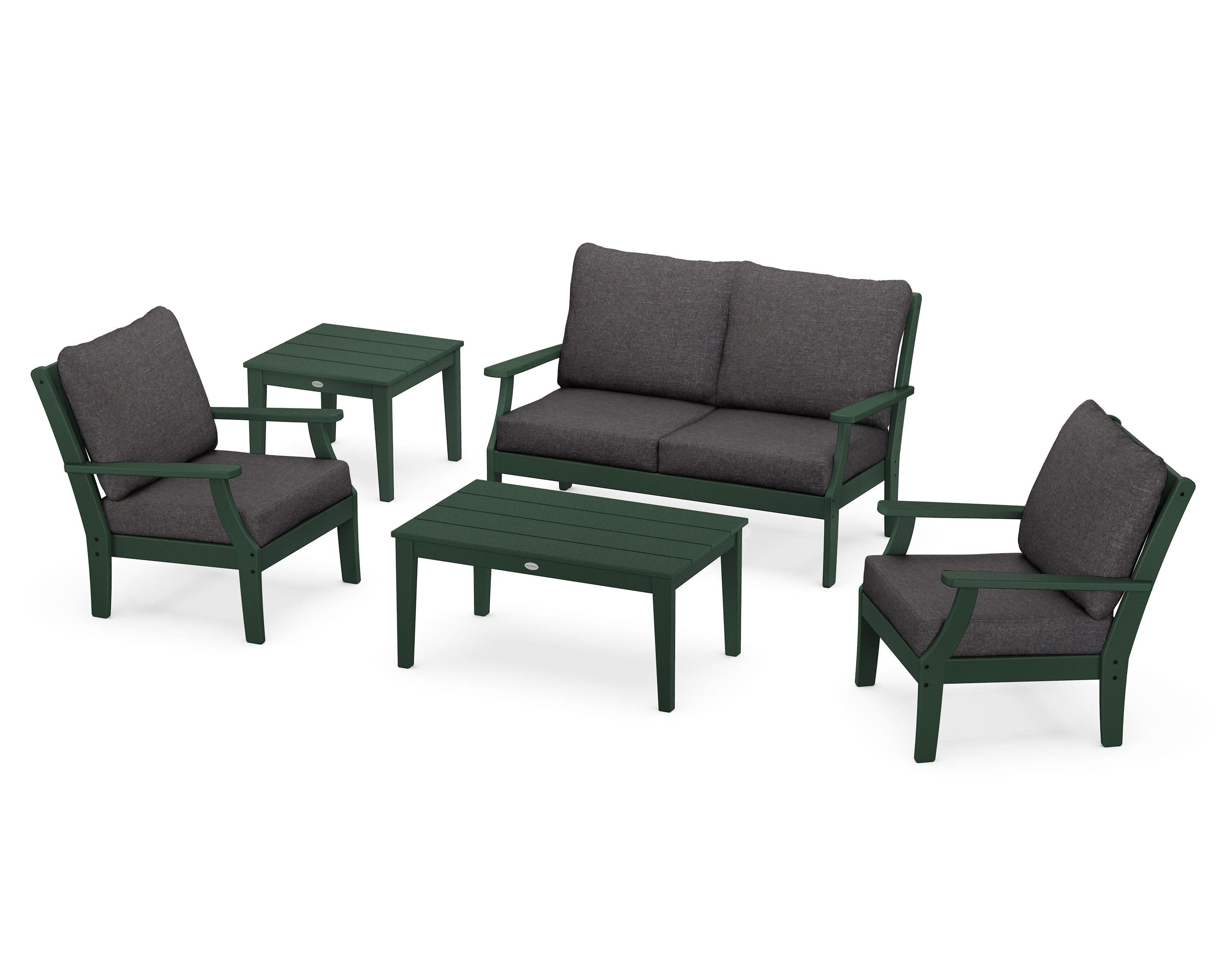 Braxton 5-Piece Deep Seating Set in Green / Ash Charcoal