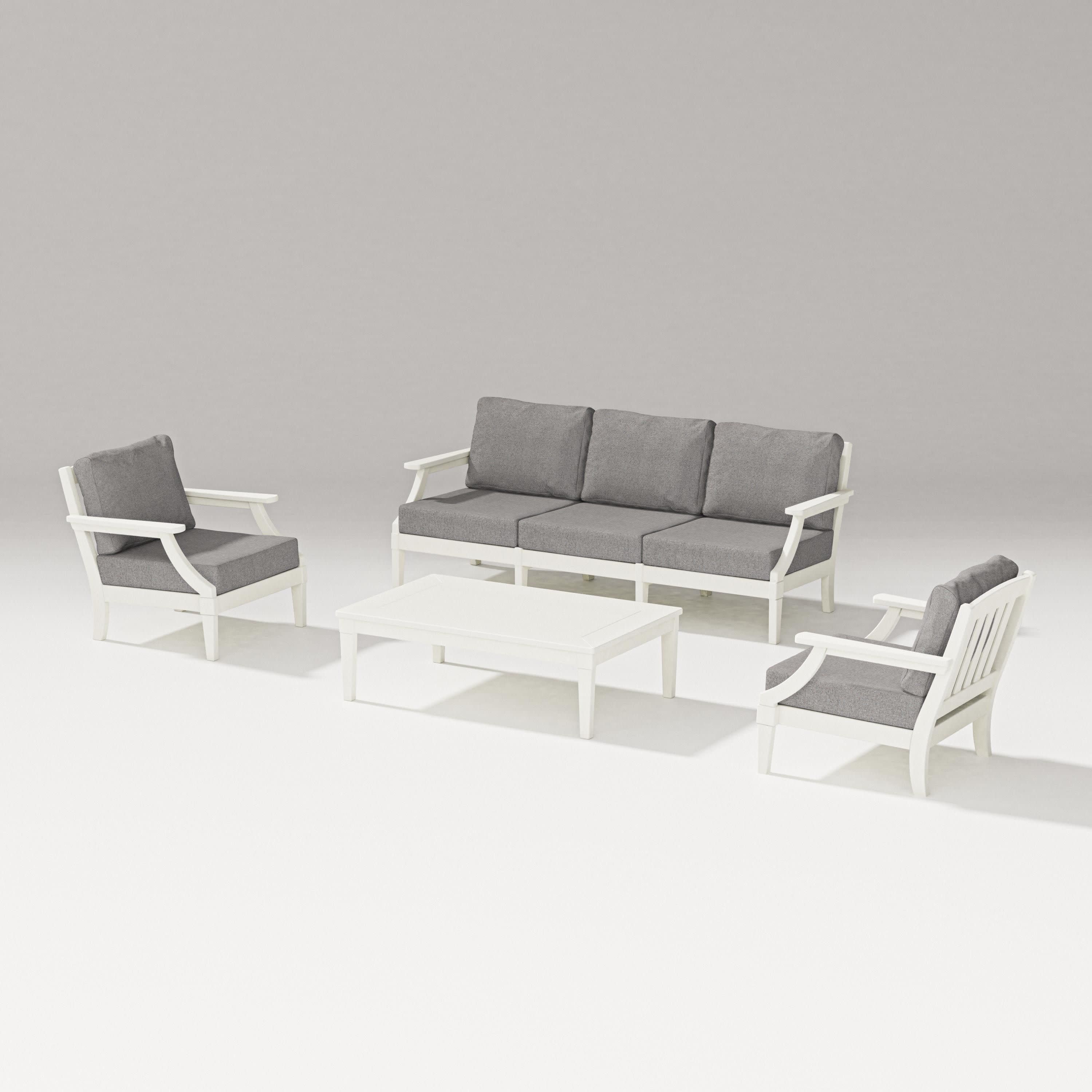Estate 4-Piece Lounge Sofa Set in Vintage White / Grey Mist