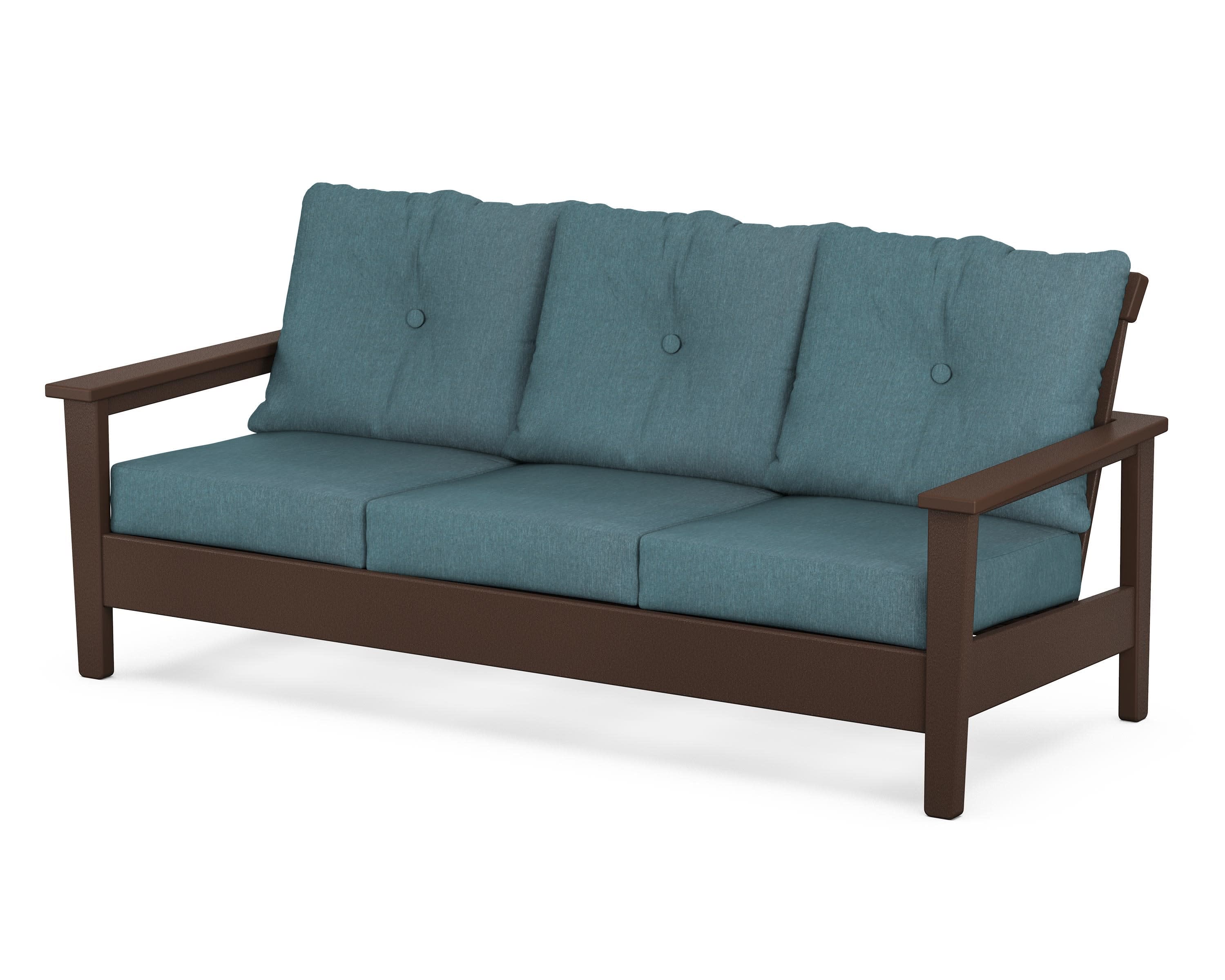 Prescott Deep Seating Sofa in Mahogany / Ocean Teal