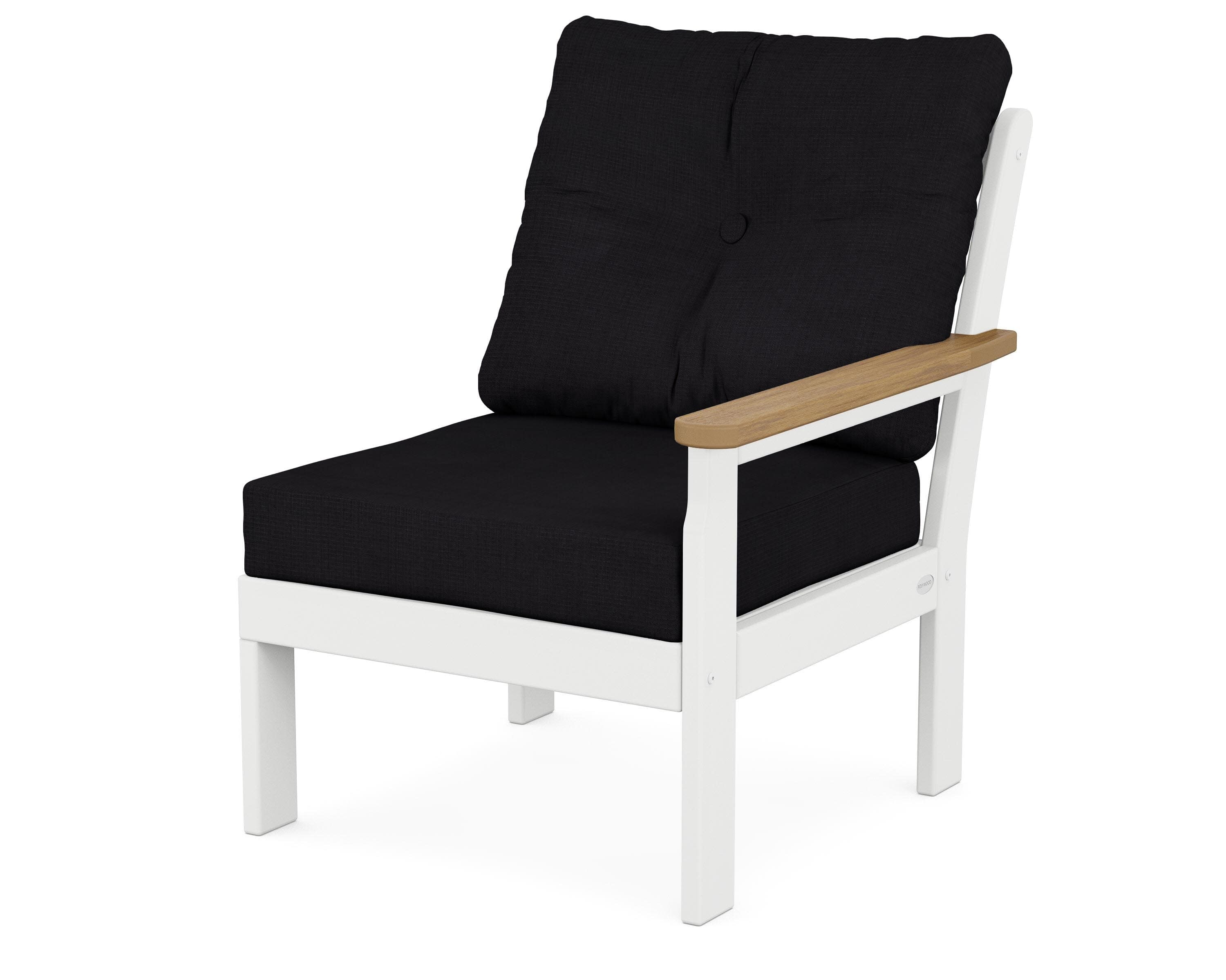 Vineyard Modular Right Arm Chair in White / Natural / Midnight Linen