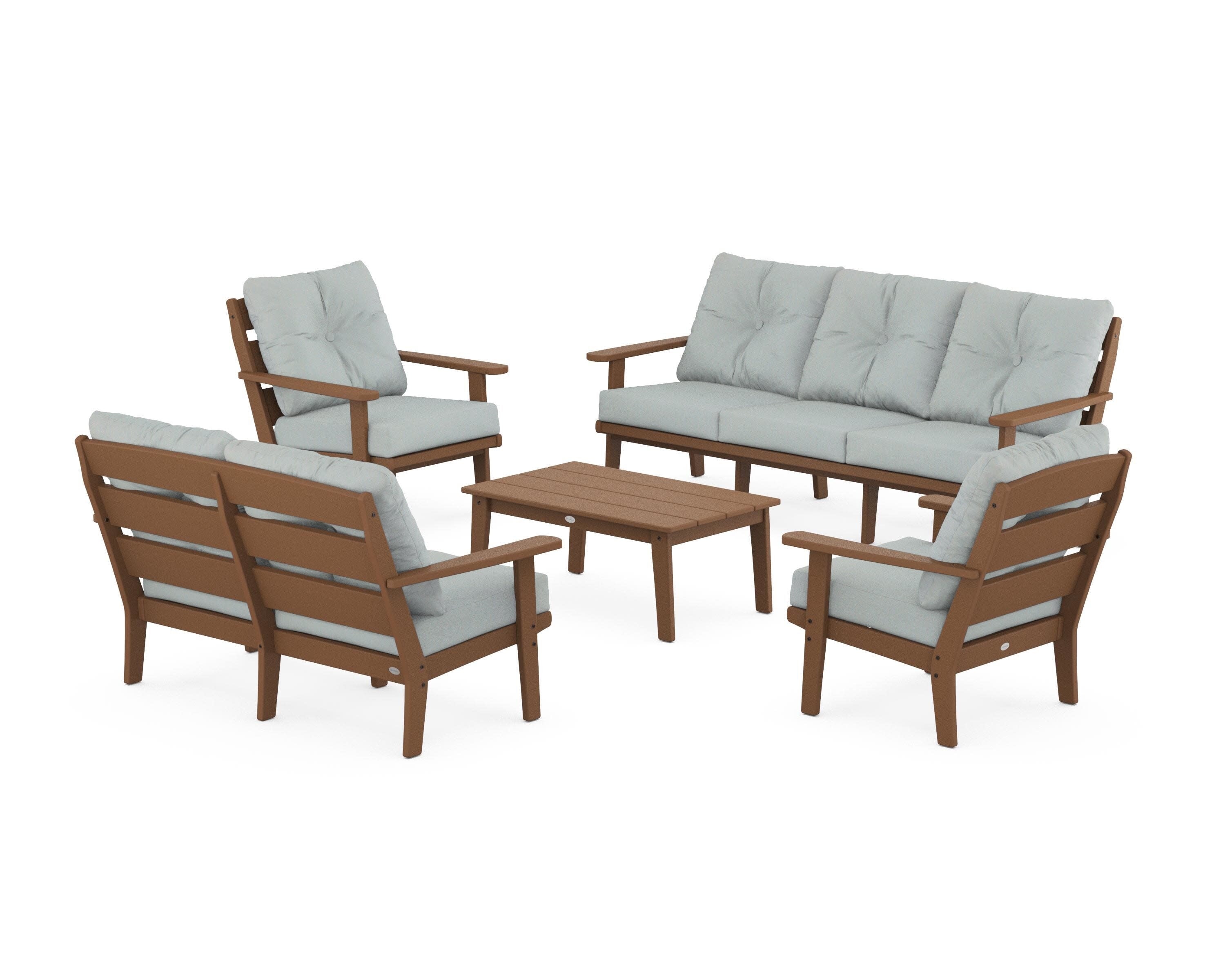 Lakeside 5-Piece Lounge Sofa Set in Teak / Spa