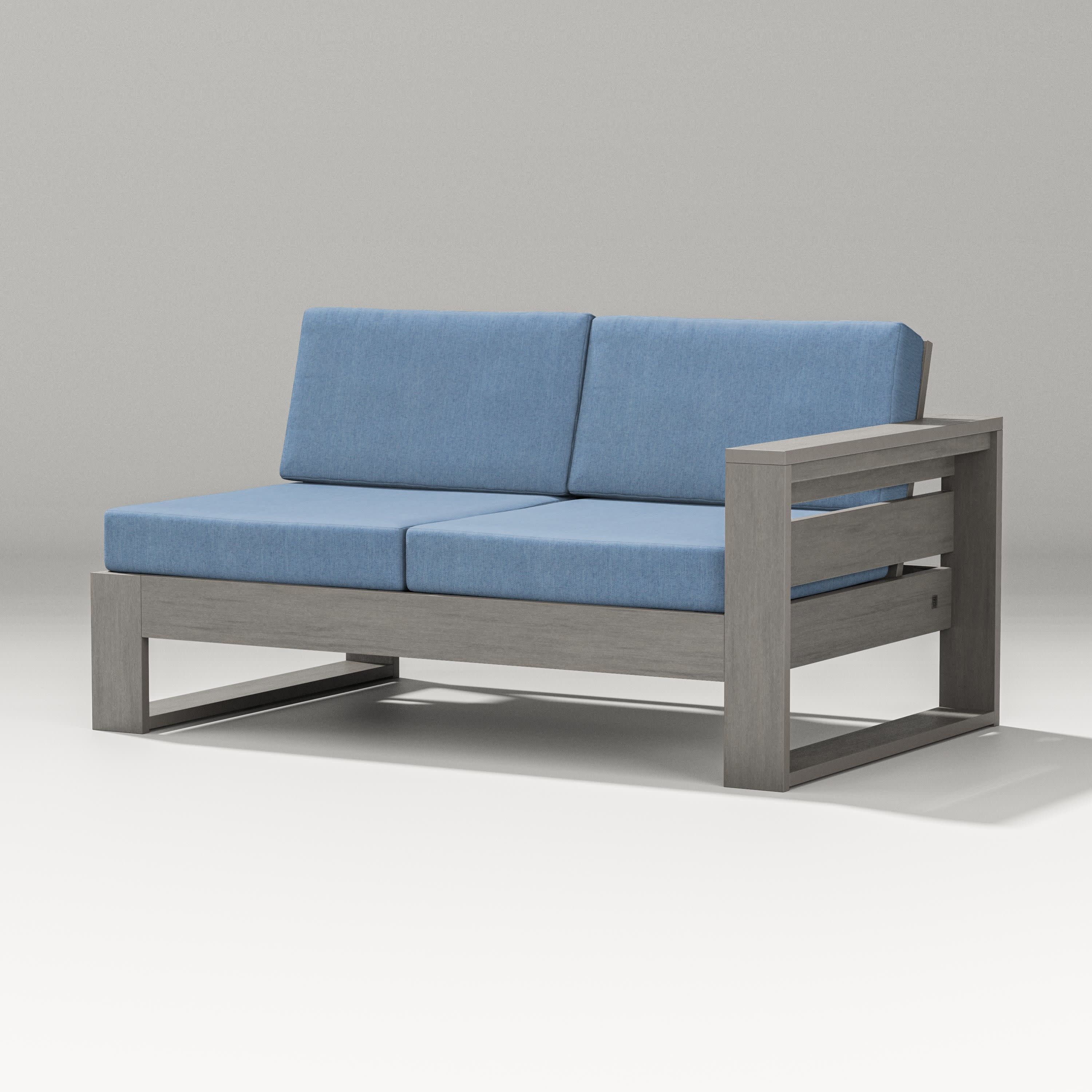 Latitude Modular Right Arm Loveseat in Driftwood / Sky Blue