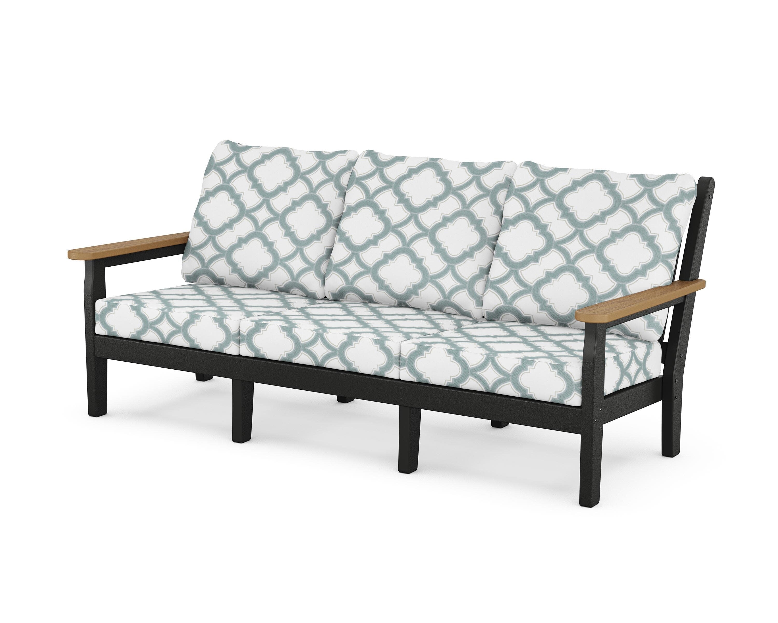 Chippendale Deep Seating Sofa in Black / Natural / Trellis Glacier Spa