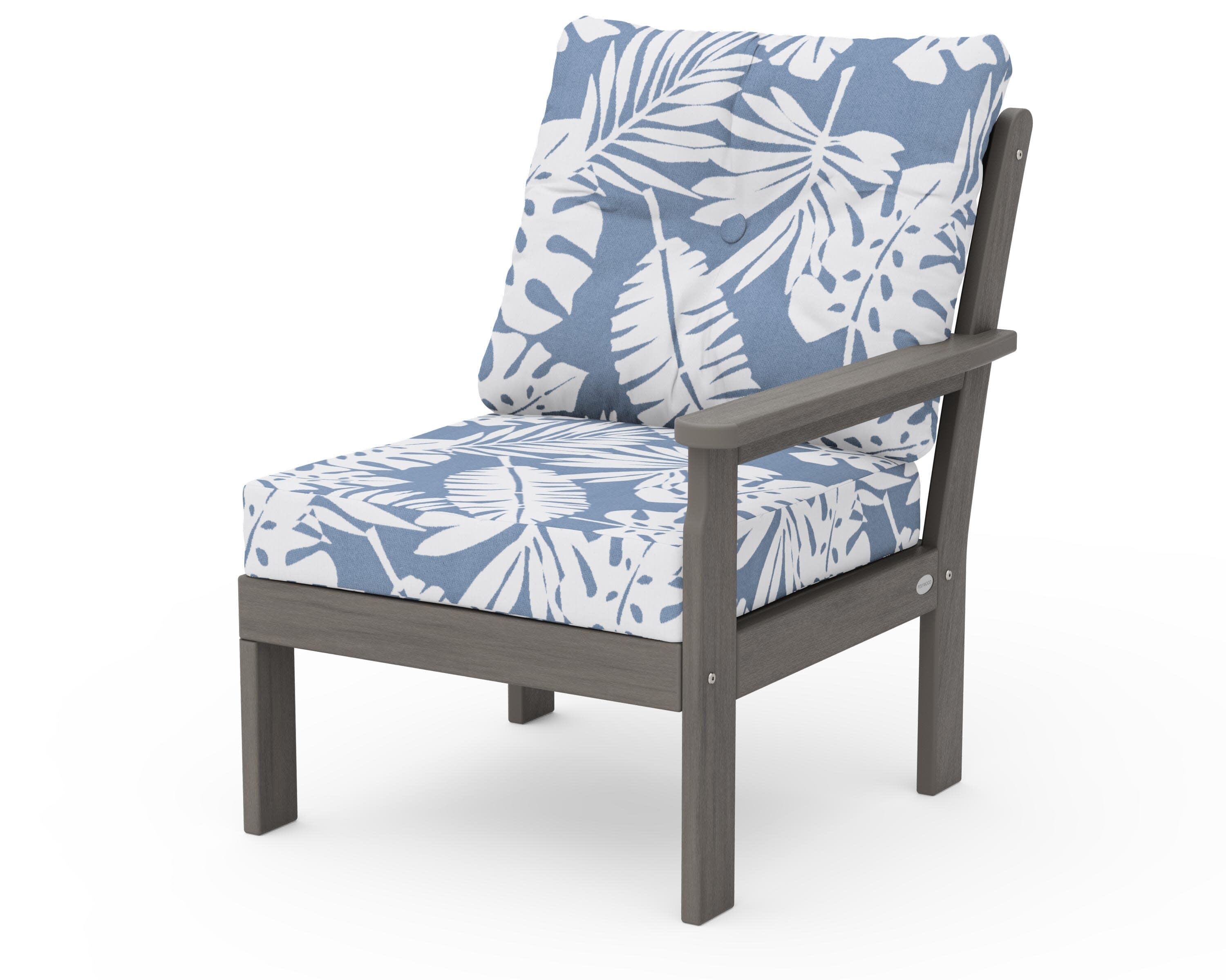 Vineyard Modular Right Arm Chair in Driftwood / Leaf Sky Blue