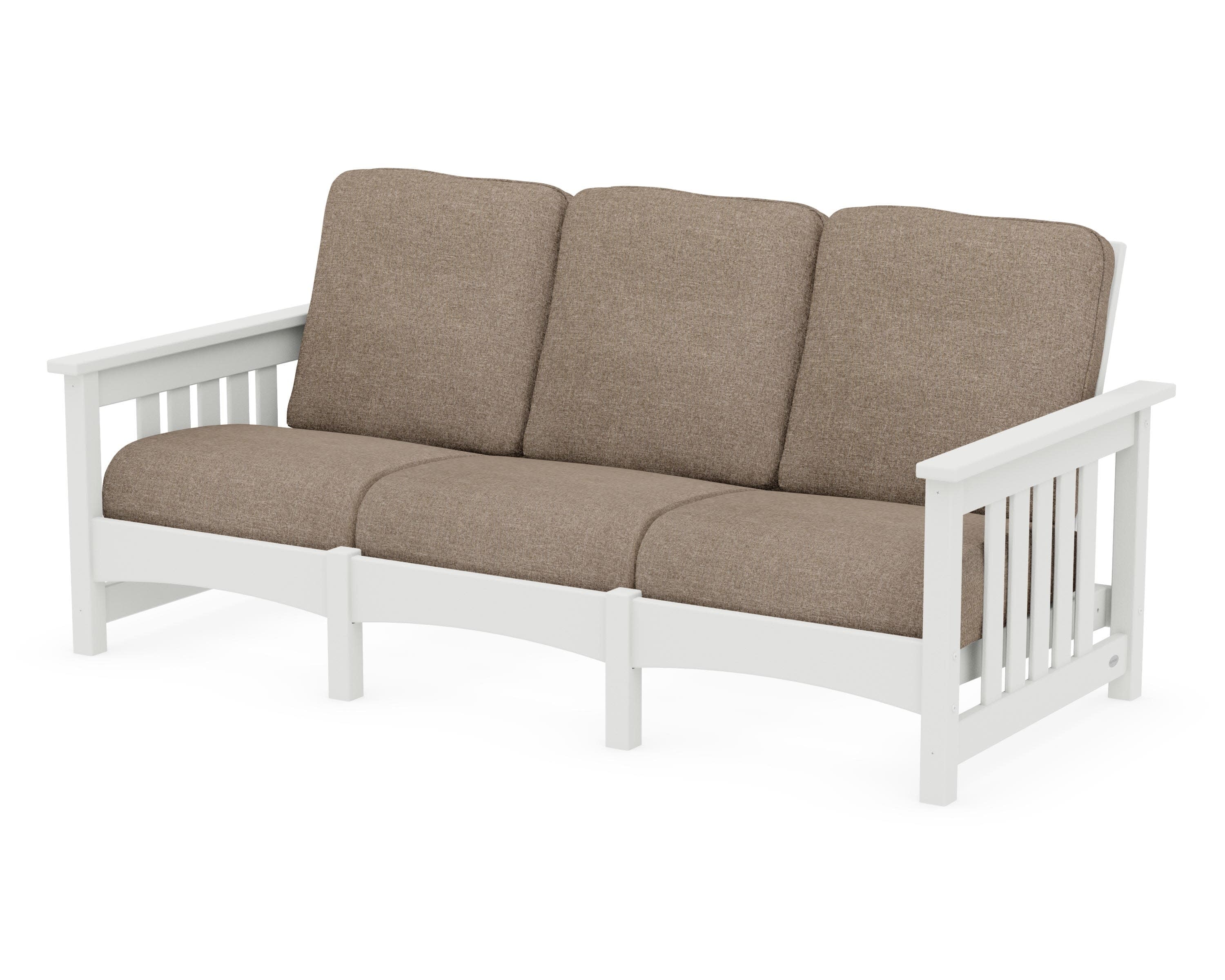 Club Mission Sofa in Vintage White / Spiced Burlap