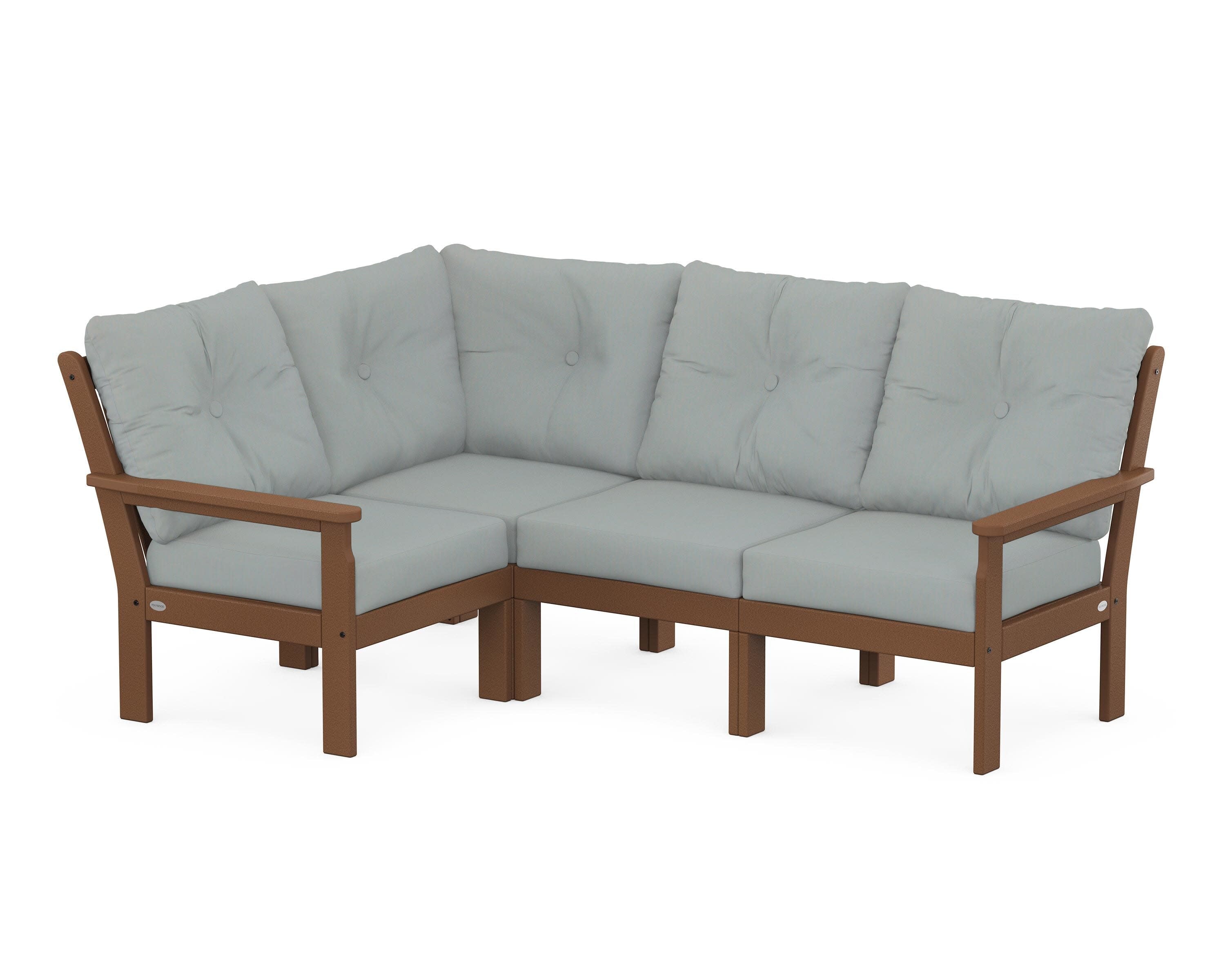 Vineyard 4-Piece Sectional in Teak / Spa