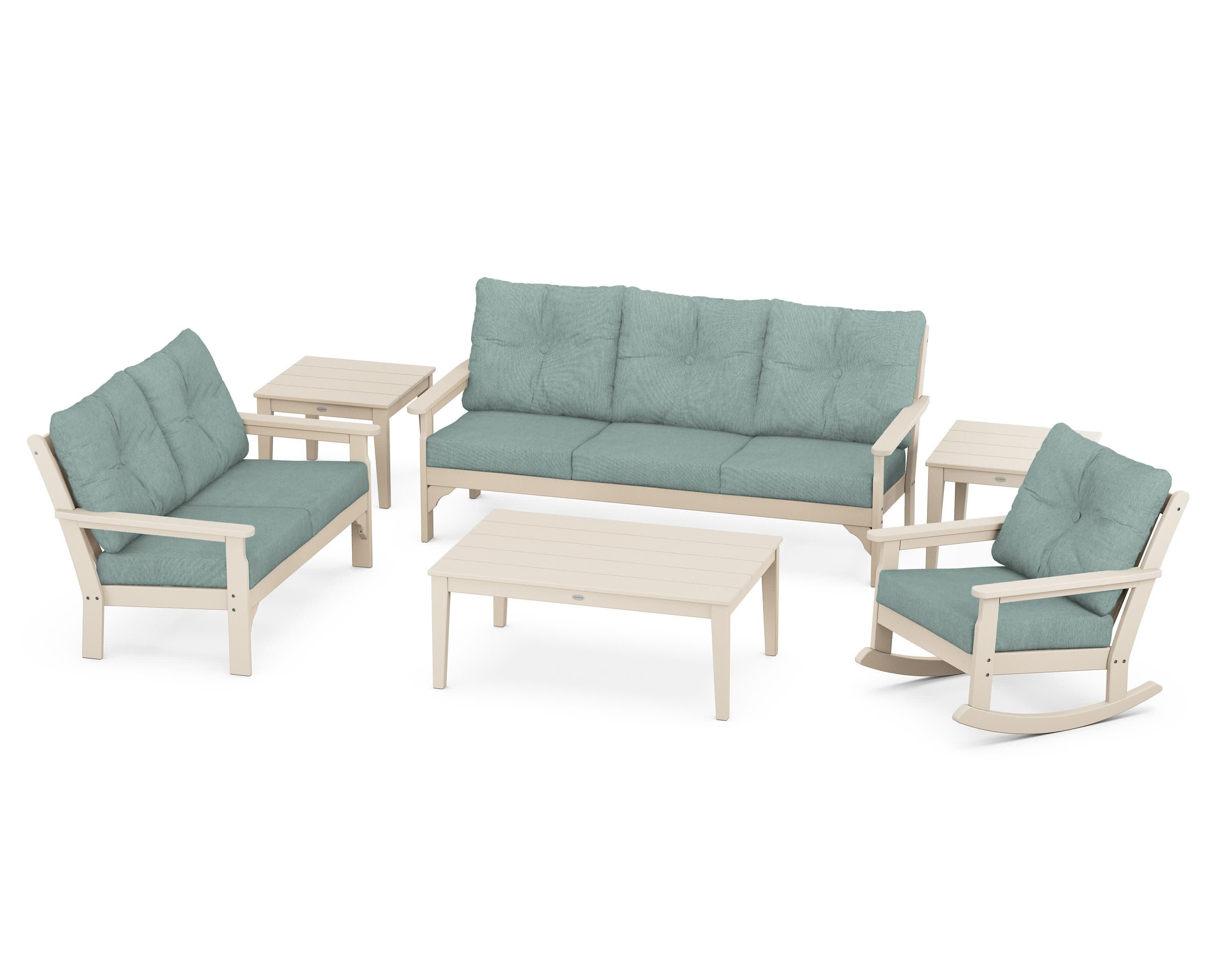 Vineyard 6-Piece Deep Seating Set in Sand / Glacier Spa