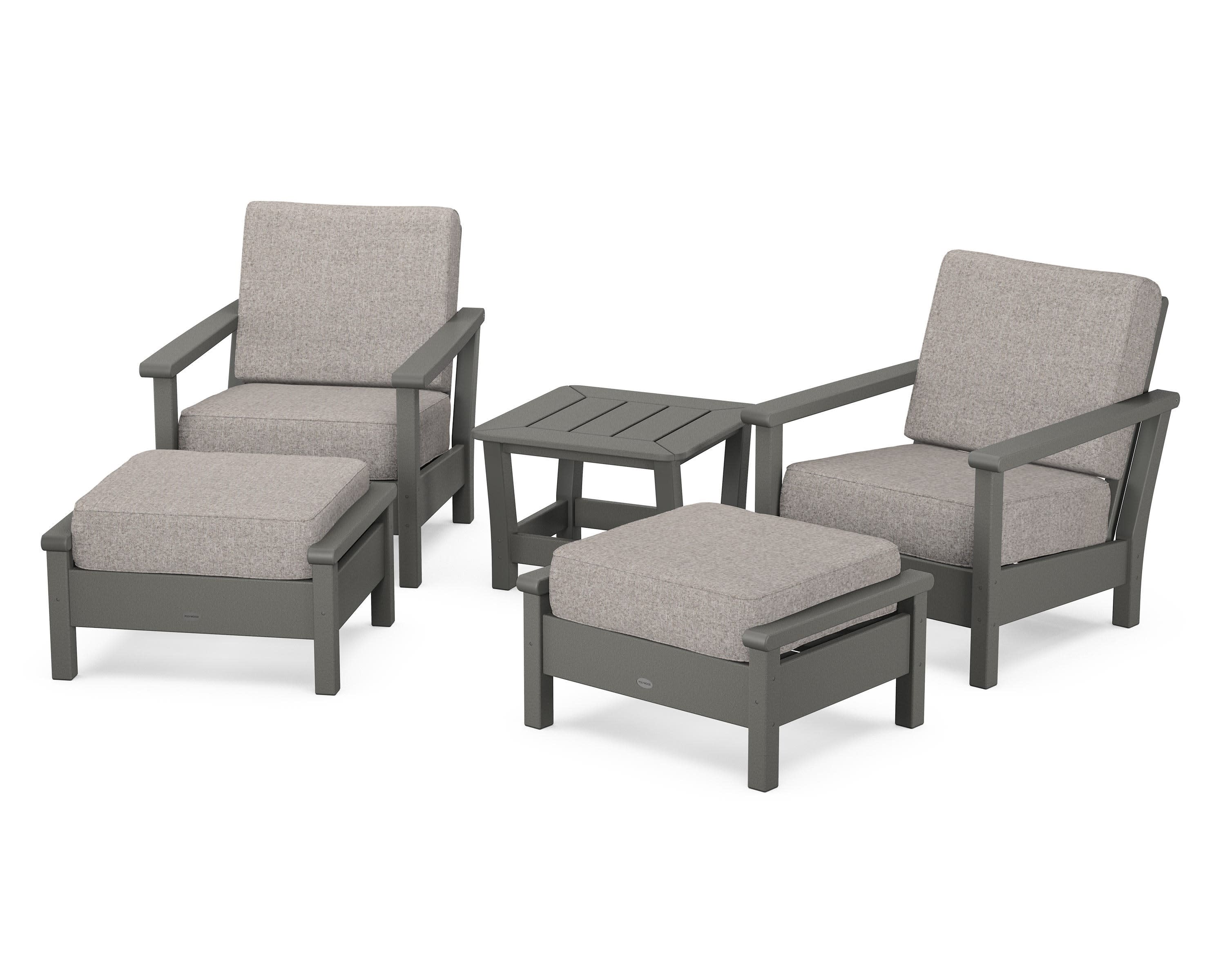 Harbour 5-Piece Deep Seating Chair Set in Slate Grey / Weathered Tweed