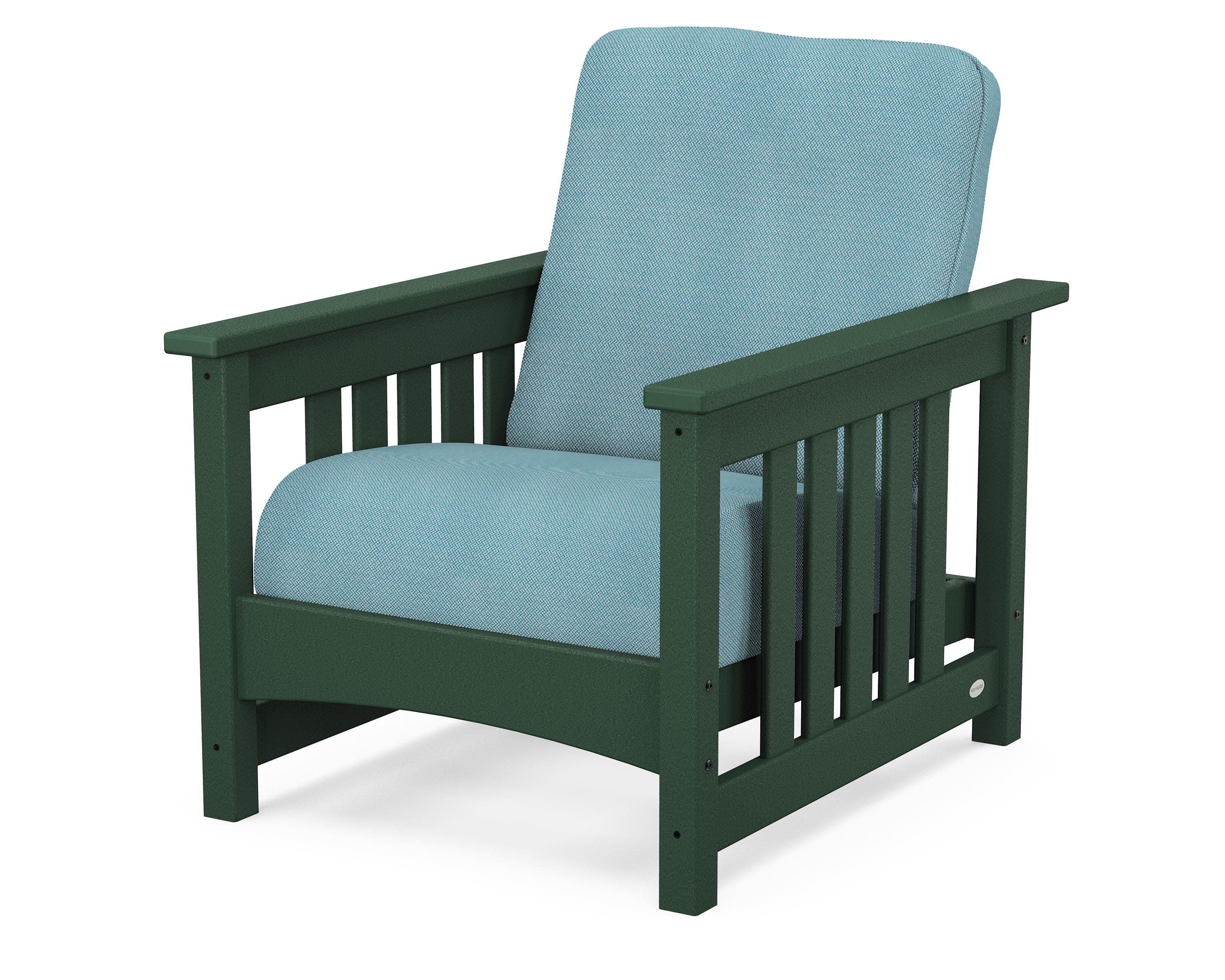 Club Mission Chair in Green / Lattice Sky Blue