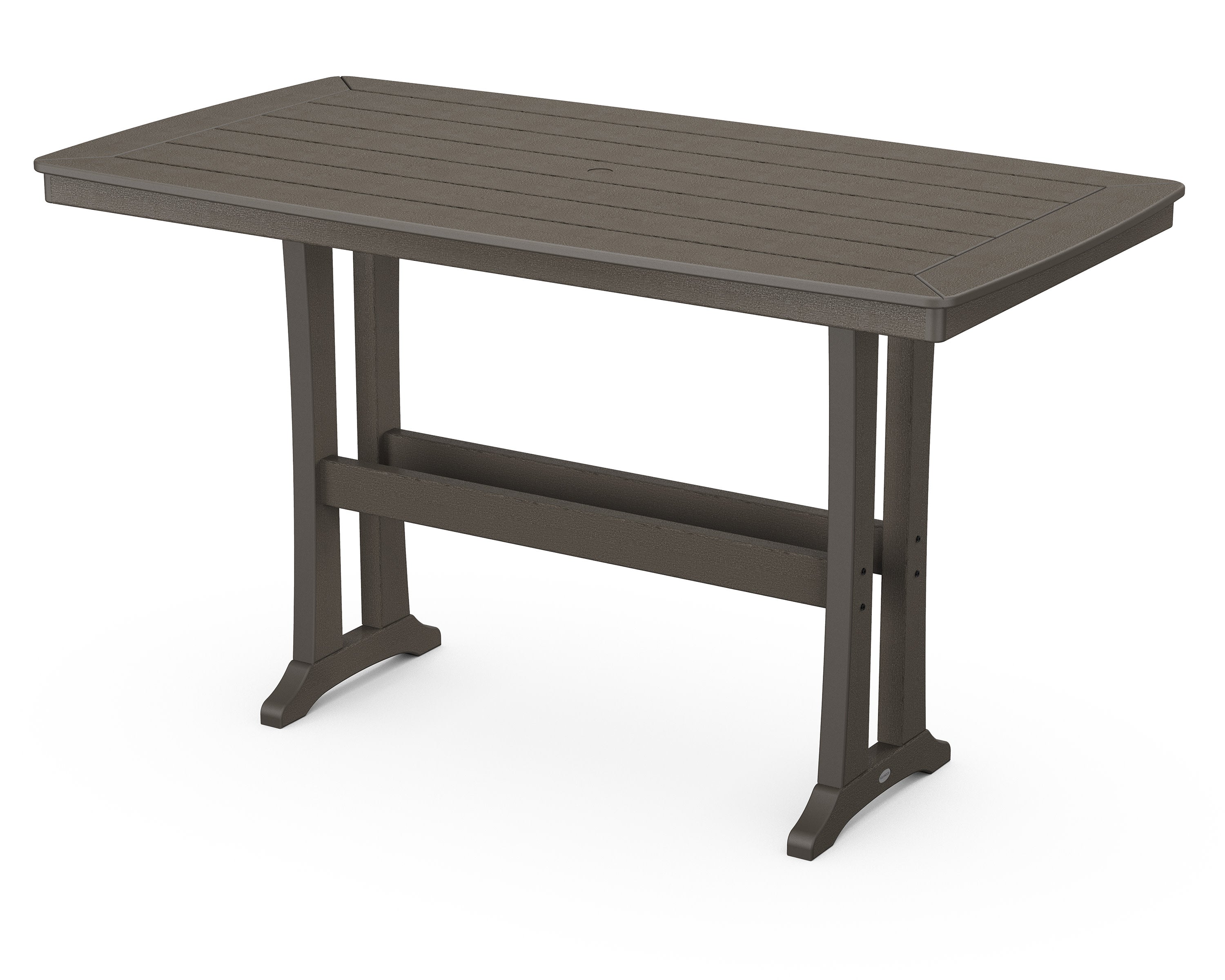 Nautical Trestle 38" x 73" Bar Table in Vintage Coffee