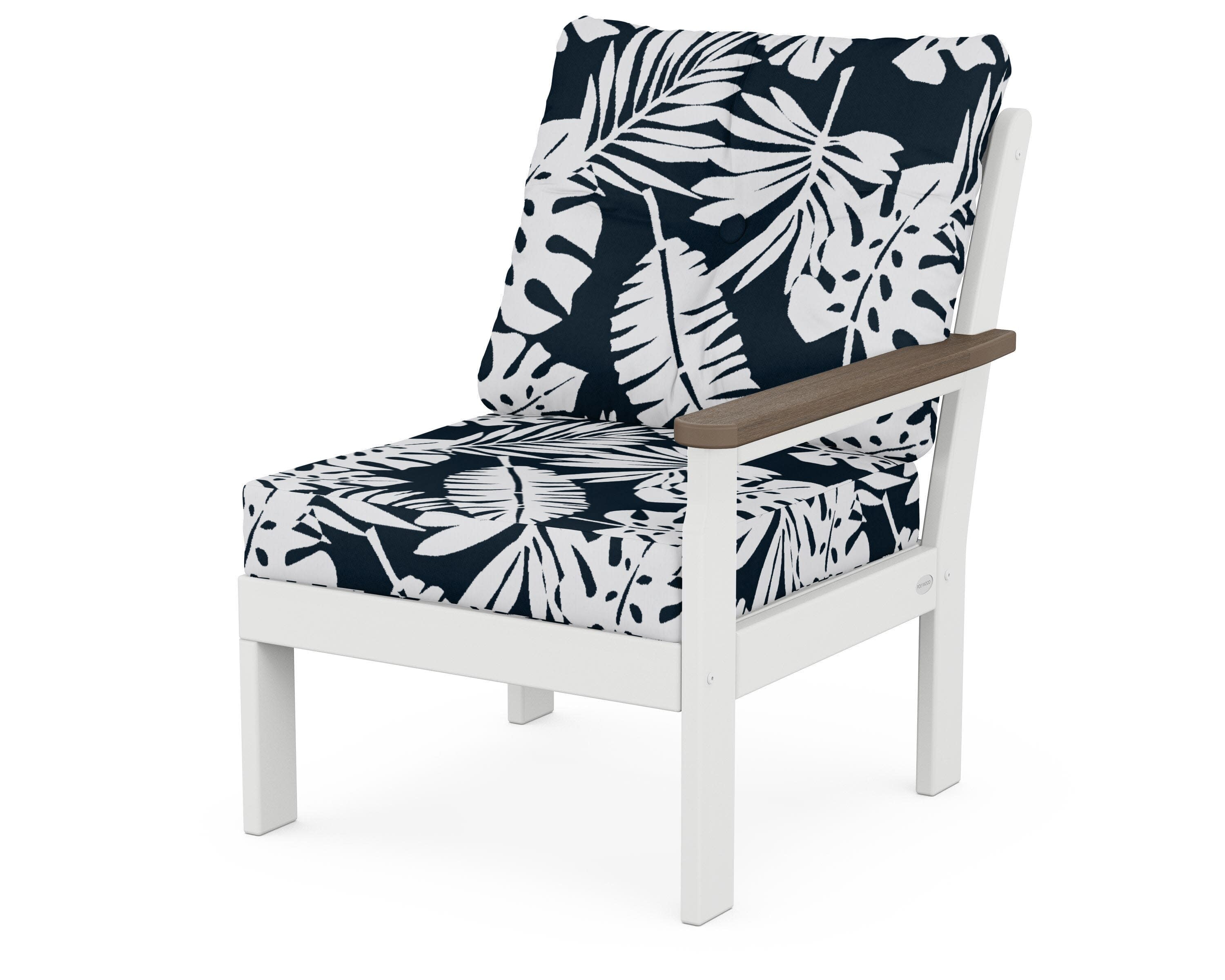 Vineyard Modular Right Arm Chair in White / Kona / Leaf Marine Indigo