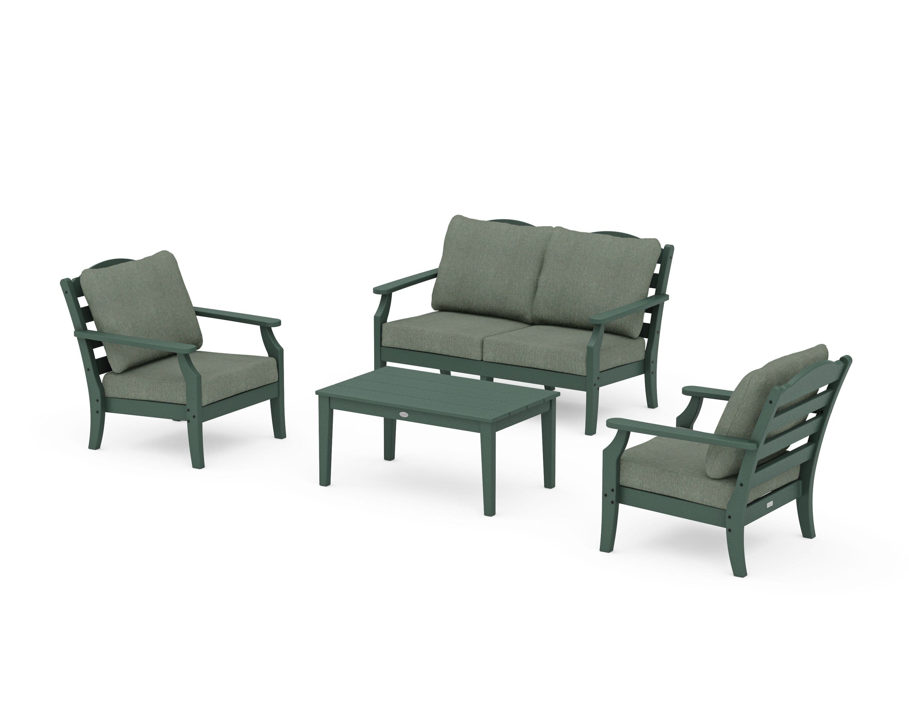 Savannah 4-Piece Deep Seating Set with Loveseat in Green / Cast Sage