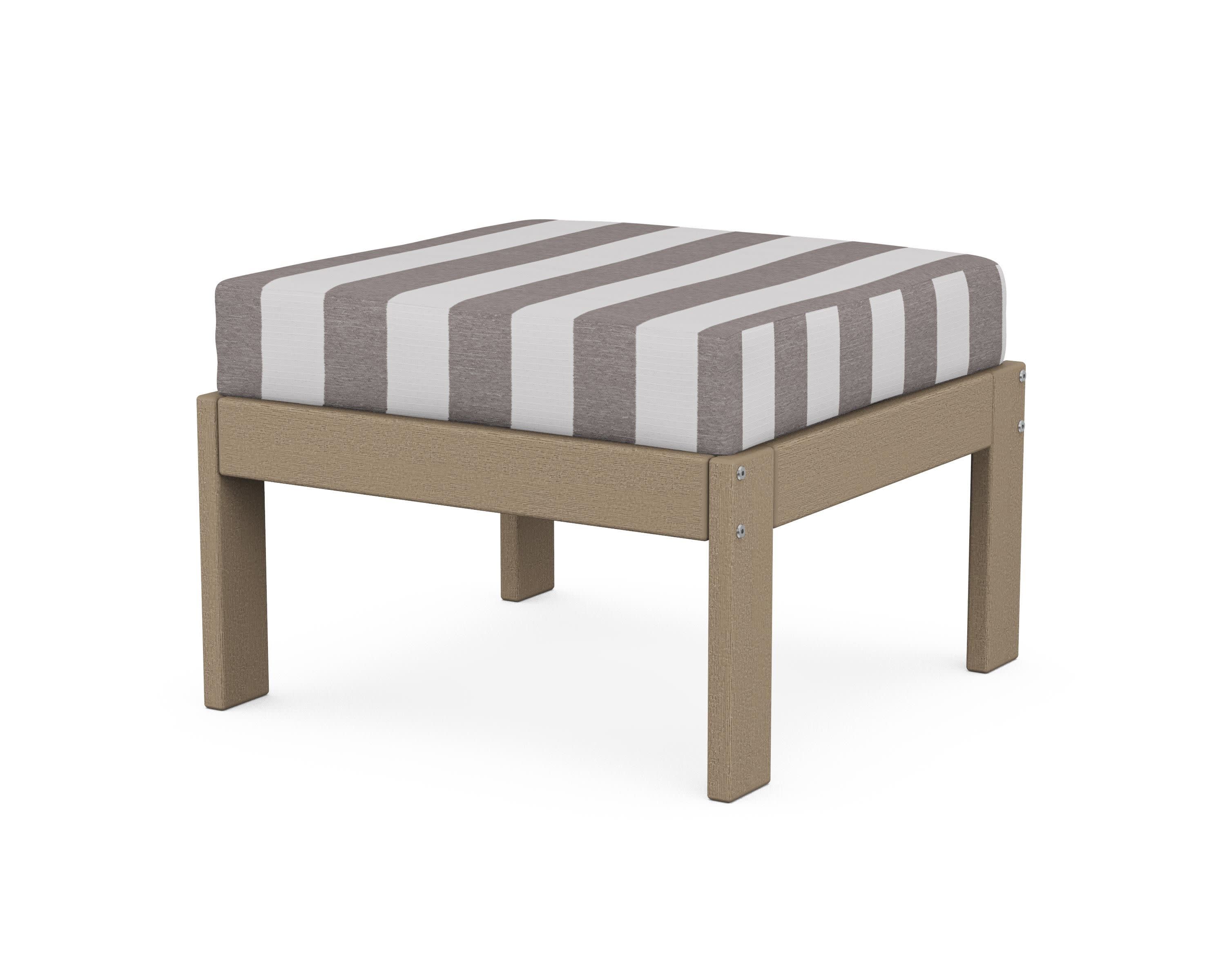 Vineyard Modular Ottoman in Vintage Sahara / Cabana Stripe Grey Mist