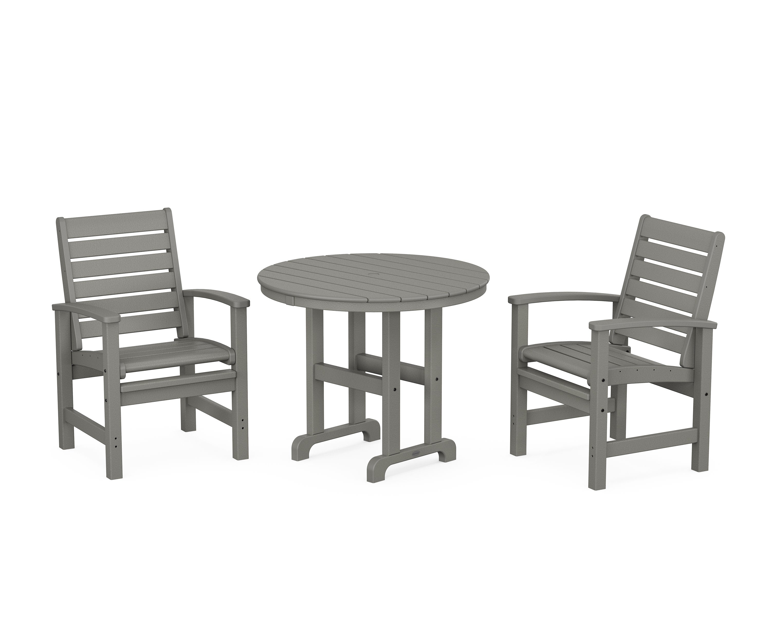 Signature 3-Piece Round Farmhouse Dining Set in Slate Grey