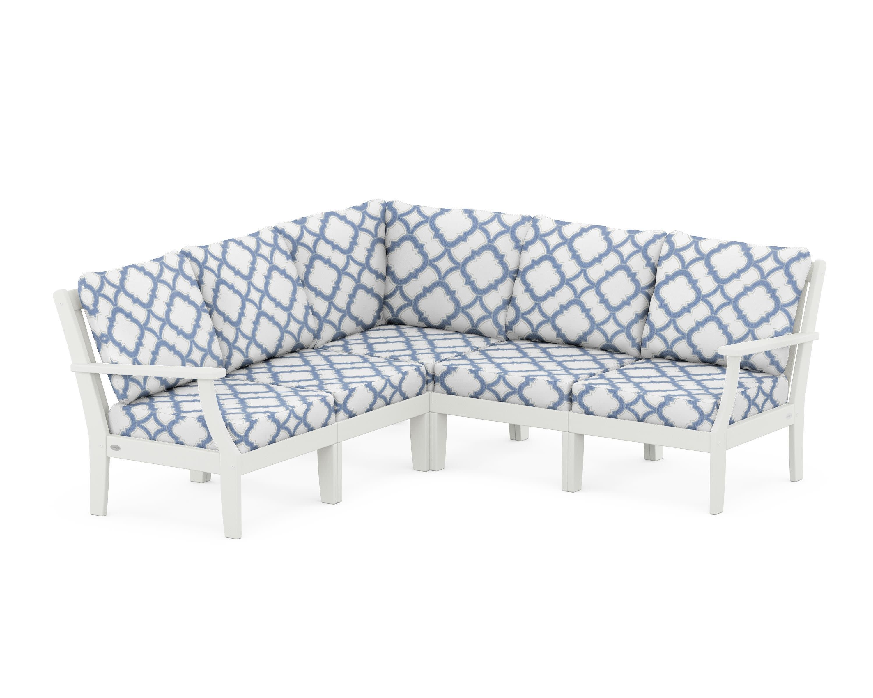 Braxton Modular 5-Piece Deep Seating Set in Vintage White / Trellis Sky Blue