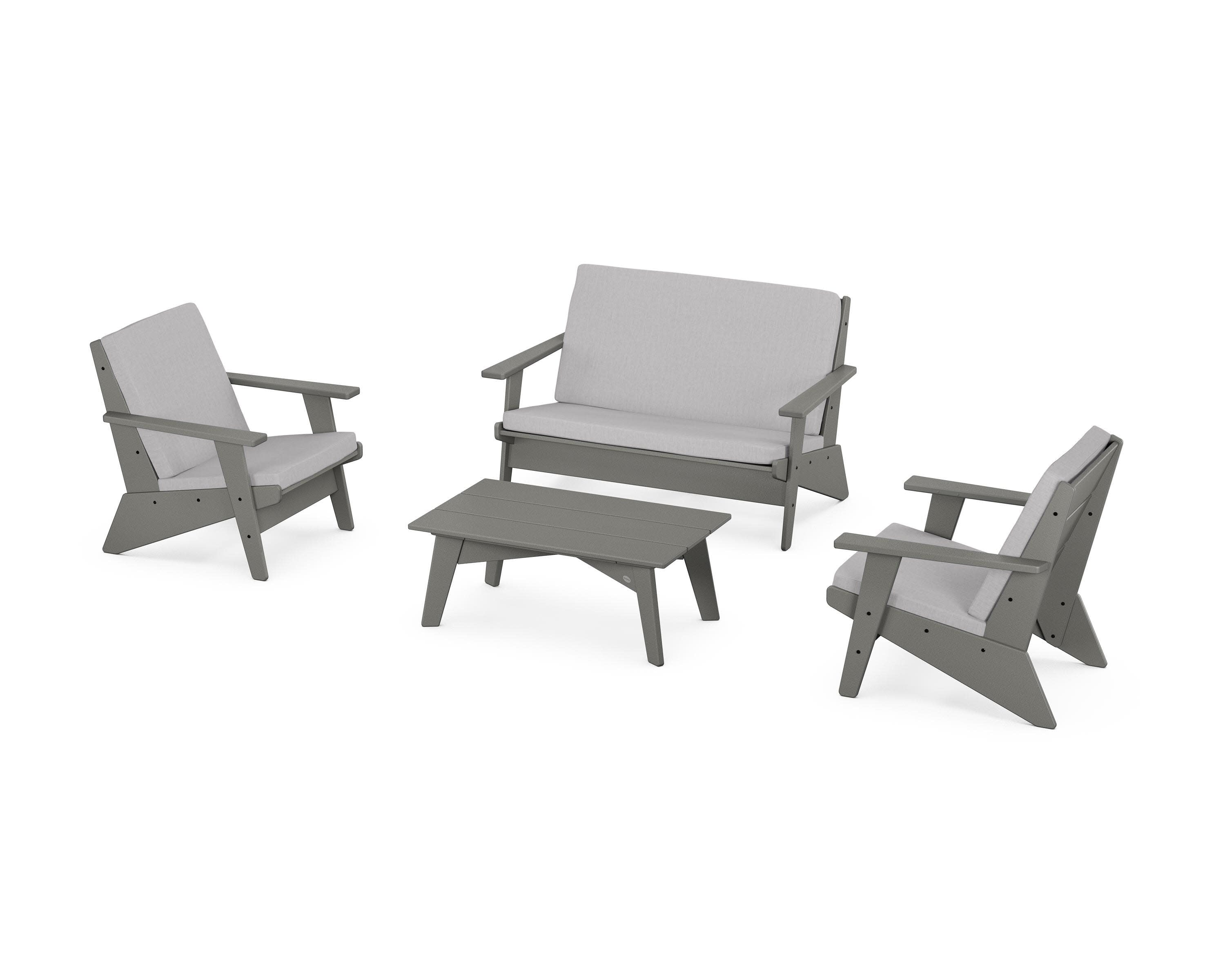 Riviera Modern Lounge 4-Piece Set in Slate Grey / Granite