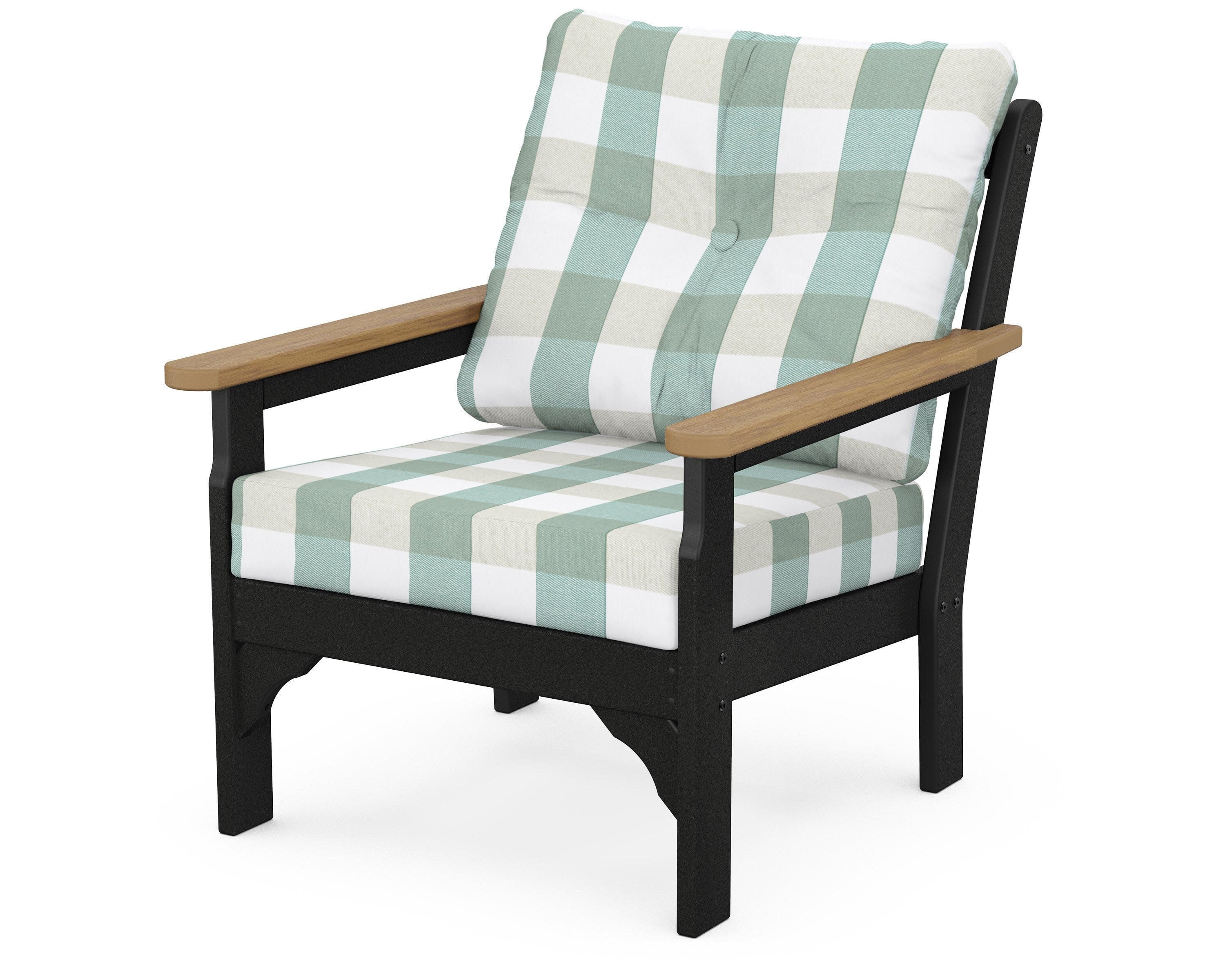 Vineyard Deep Seating Chair in Black / Natural / Buffalo Plaid Glacier Spa