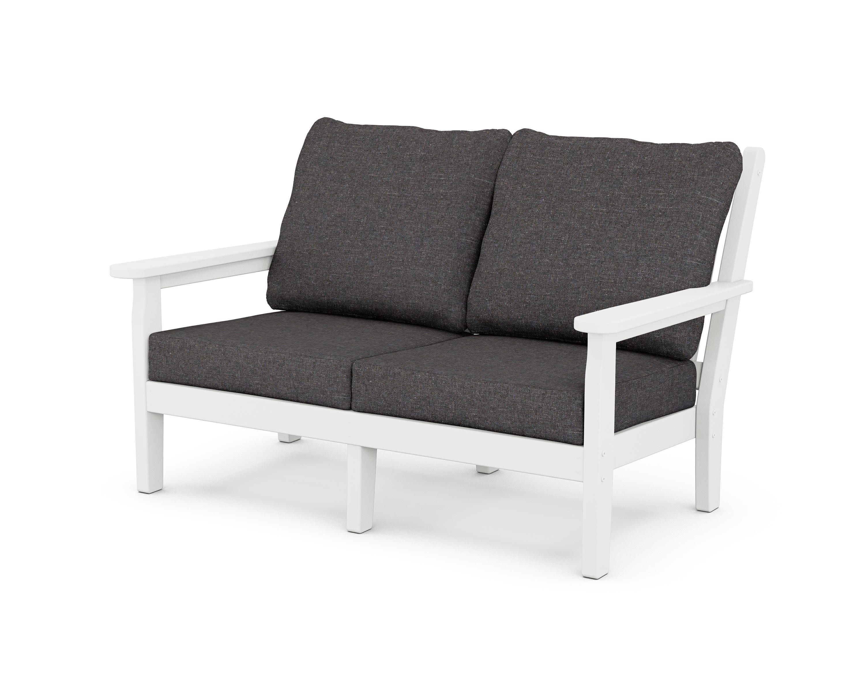 Chippendale Deep Seating Loveseat in White / Ash Charcoal