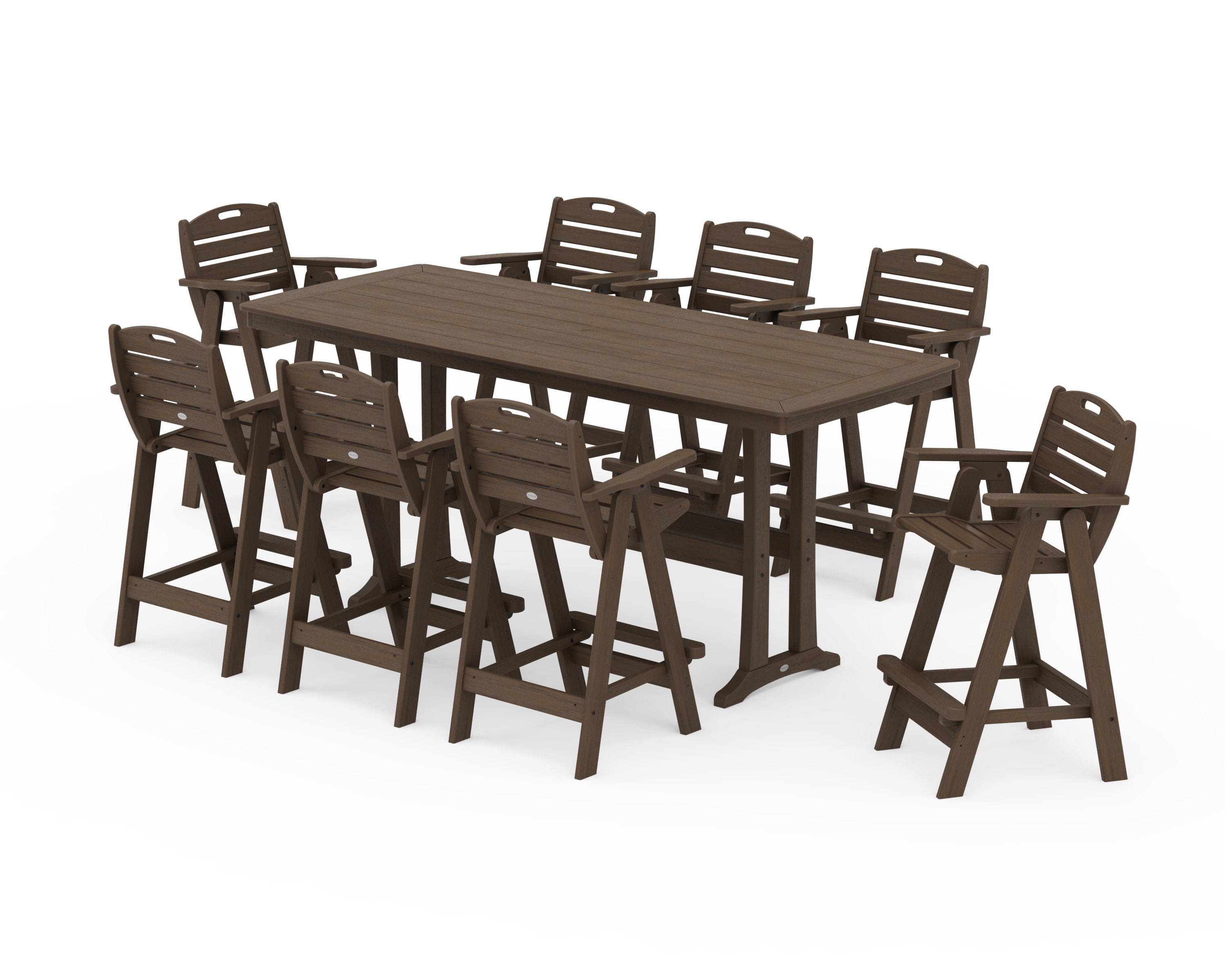 Nautical 9-Piece Bar Set with Trestle Legs in Kona
